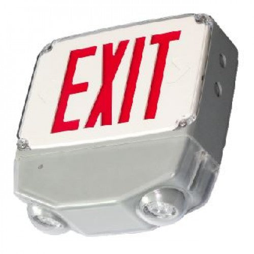 Orbit ESBL2L-W-2-R-SDT LED Wet Location Emergency & Exit Combination, White Housing, 2 Face, Red Letters, Self Diagnostic Test