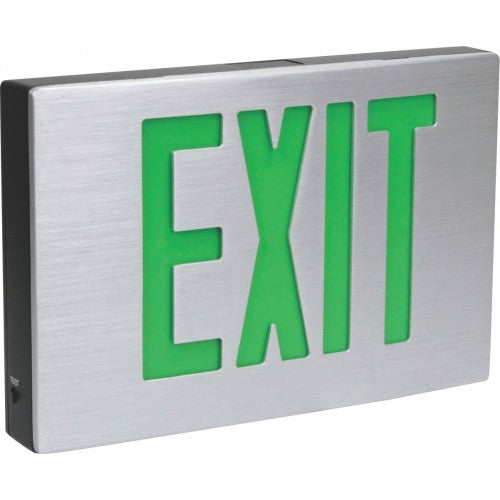 Orbit ESLA-B-A-1-G-EB LED Cast Aluminum Exit Sign, Black Housing, Aluminum Faceplate, 1 Face, Green Letters, Battery Back-Up