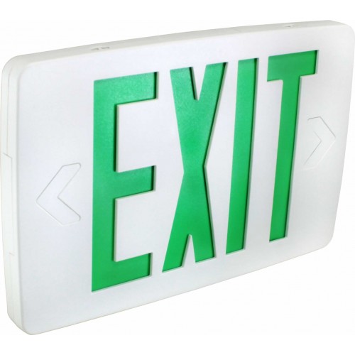 Orbit EST-B-G-EB Thin LED Exit Sign, Black Housing, Green Letters, 2 Face, Battery Back-Up 