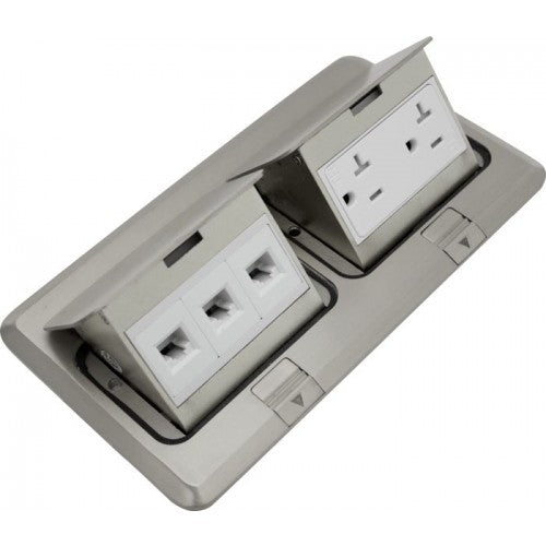 Orbit FLBPU-DL-C-SS Floor Box Pop-Up Cover Only With Duplex Receptacle, Tamper Resistant & 4 Low-Voltage - Stainless Steel