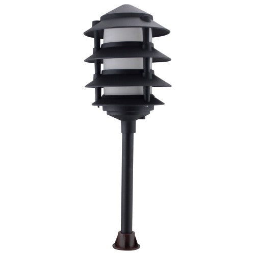 Orbit L2040B-F-BK-WW LED Outdoor 4 Tier Cast Aluminum Pagoda Light Frosted Lens, 12V, 3000K - Black