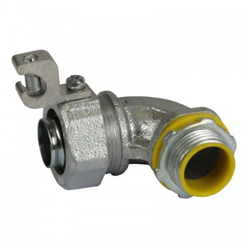 Orbit MLTI90LL-38 Insulated Liquidtight Connector, Malleable Iron 90D, Aluminum Lug, 3/8"