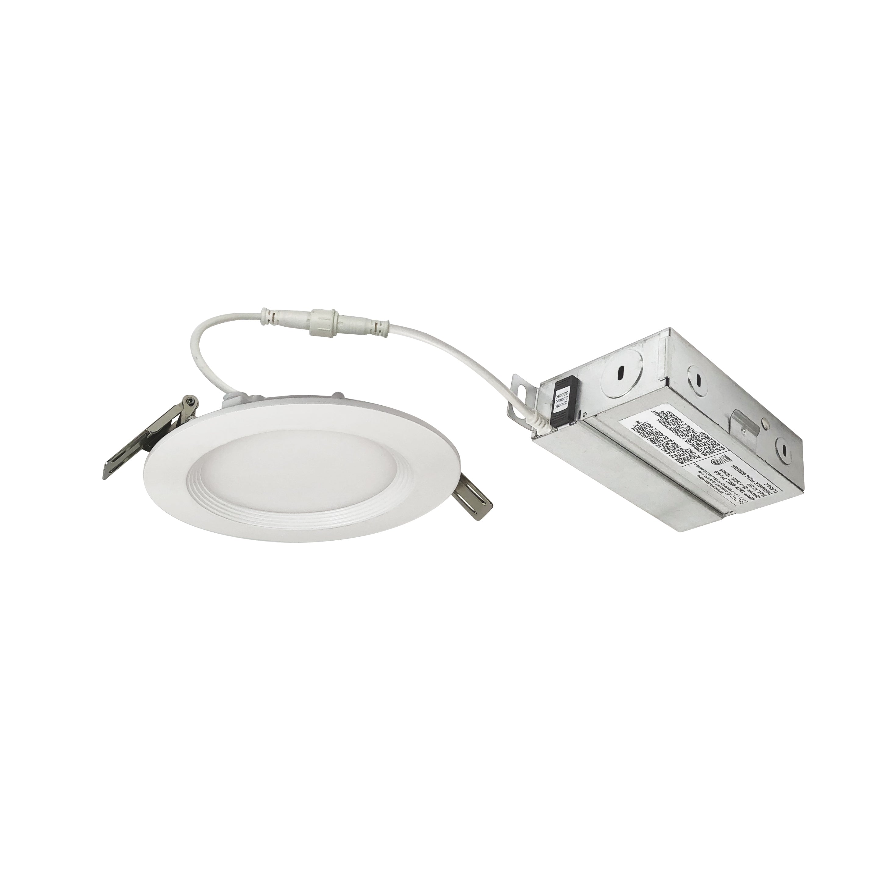 Nora Lighting NEFLINTW - R4345MPW 4" E - Series FLIN Round LED Downlight with Selectable CCT (30K/40K/50K), 900lm / 10.5W, Matte Powder White Finish, 120V input; Triac or ELV dimming - Sonic Electric