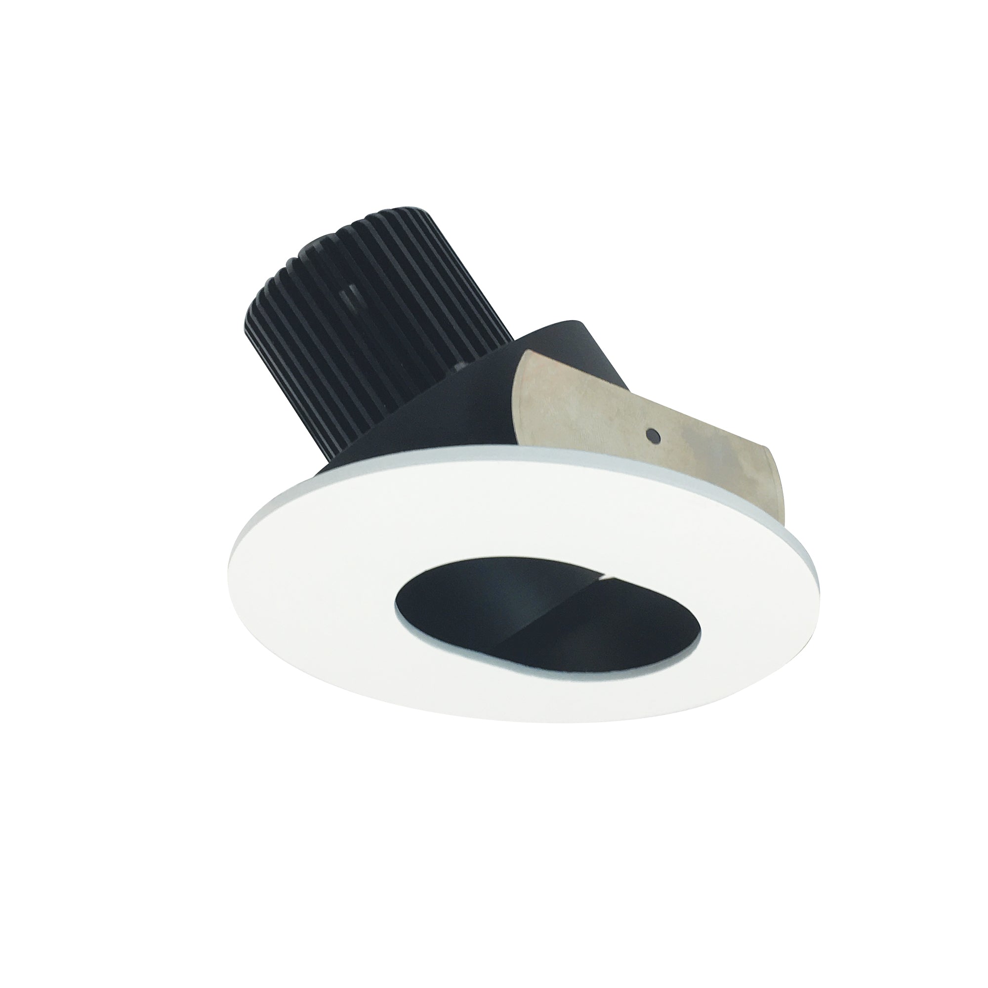 Nora Lighting NIO - 4RSL35QBMPW 4" Iolite LED Round Adjustable Slot Aperture, 10 - Degree Optic, 800lm / 12W, 3500K - Black Slot Aperture / Matte Powder White Flange - Sonic Electric