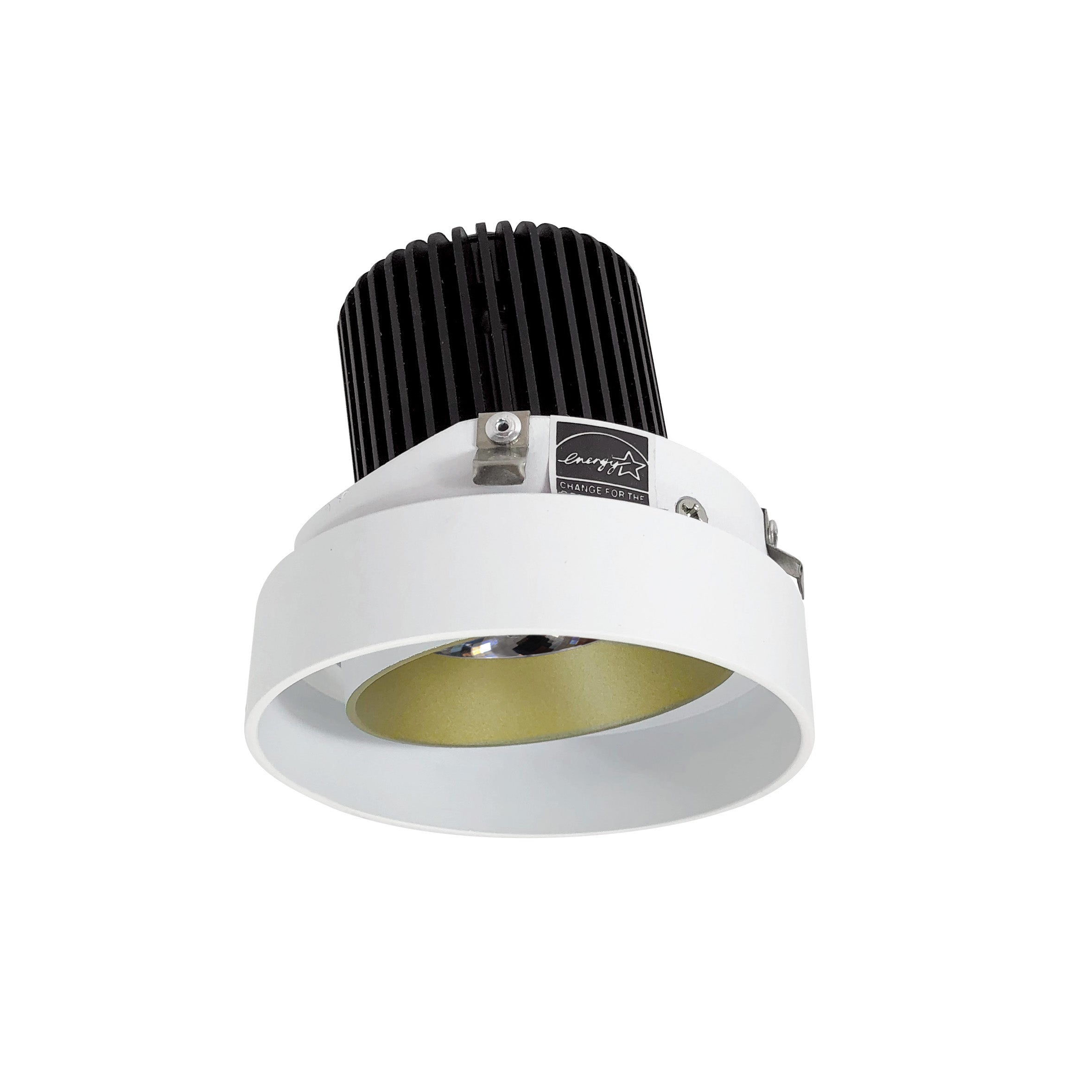 Nora Lighting NIO - 4RTLA27QCHMPW 4" Iolite LED Round Trimless Adjustable, 10 - Degree Optic, 800lm / 12W, 2700K - Champagne Haze Adjustable / Matte Powder White Reflector - Sonic Electric