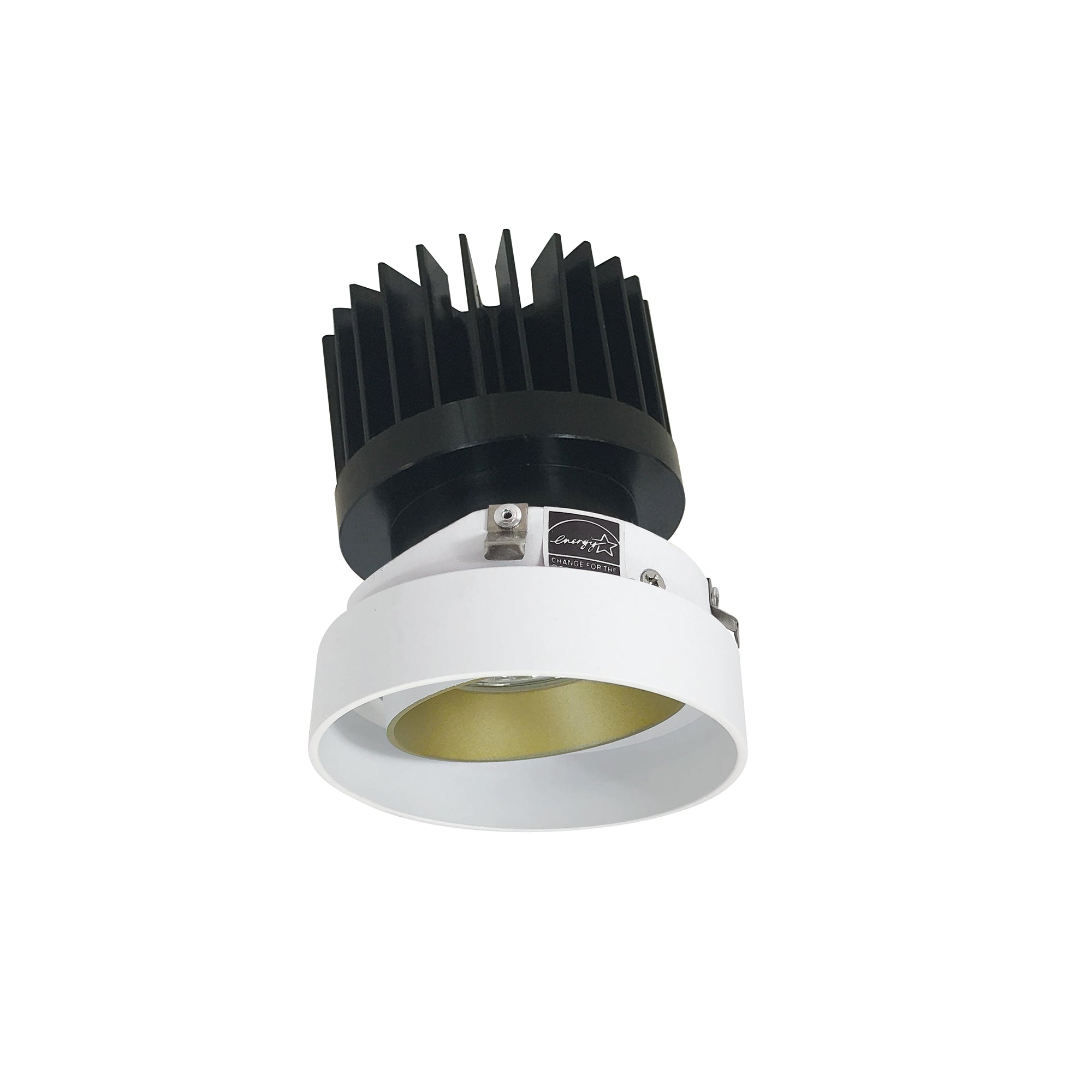 Nora Lighting NIO - 4RTLA30XCHMPW/HL 4" Iolite LED Round Trimless Adjustable, 1500lm/2000lm/2500lm (varies by housing), 3000K - Champagne Haze Adjustable / Matte Powder White Reflector - Sonic Electric