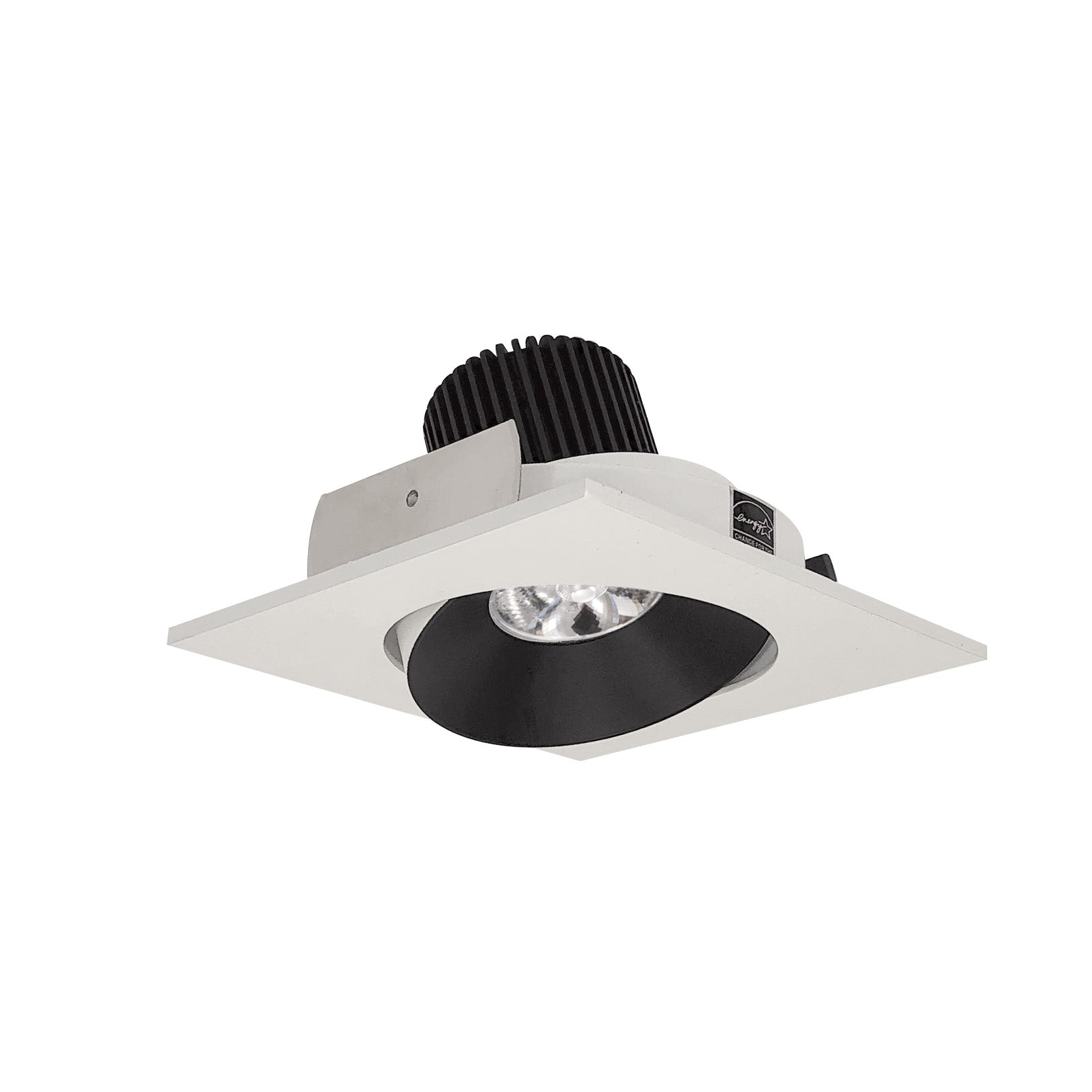 Nora Lighting NIO - 4SC27QBW 4" Iolite LED Square Adjustable Cone Reflector, 10 - Degree Optic, 800lm / 12W, 2700K - Black Reflector / White Flange - Sonic Electric
