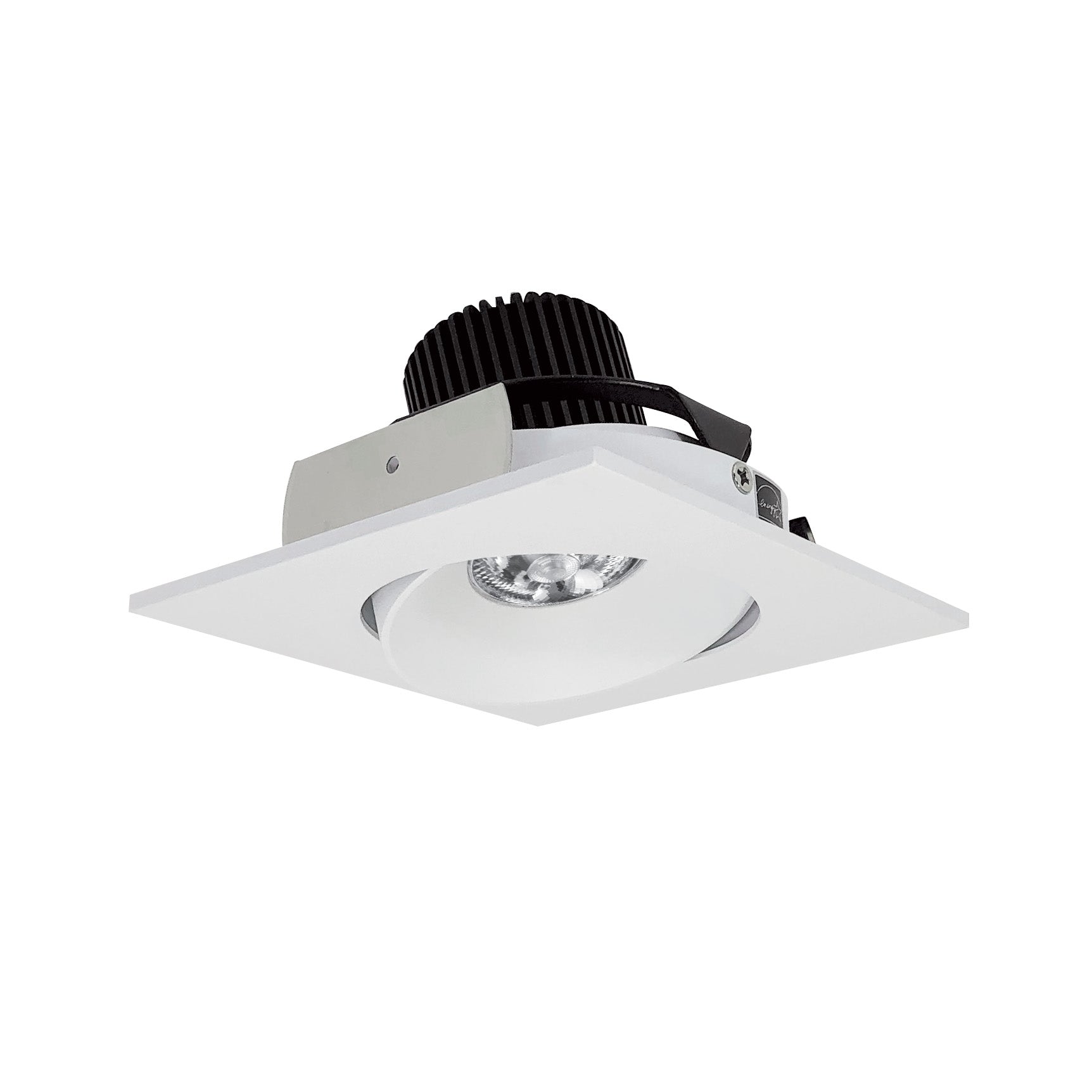 Nora Lighting NIO - 4SC35QMPW 4" Iolite LED Square Adjustable Cone Reflector, 10 - Degree Optic, 800lm / 12W, 3500K - Matte Powder White Reflector / Matte Powder White Flange - Sonic Electric