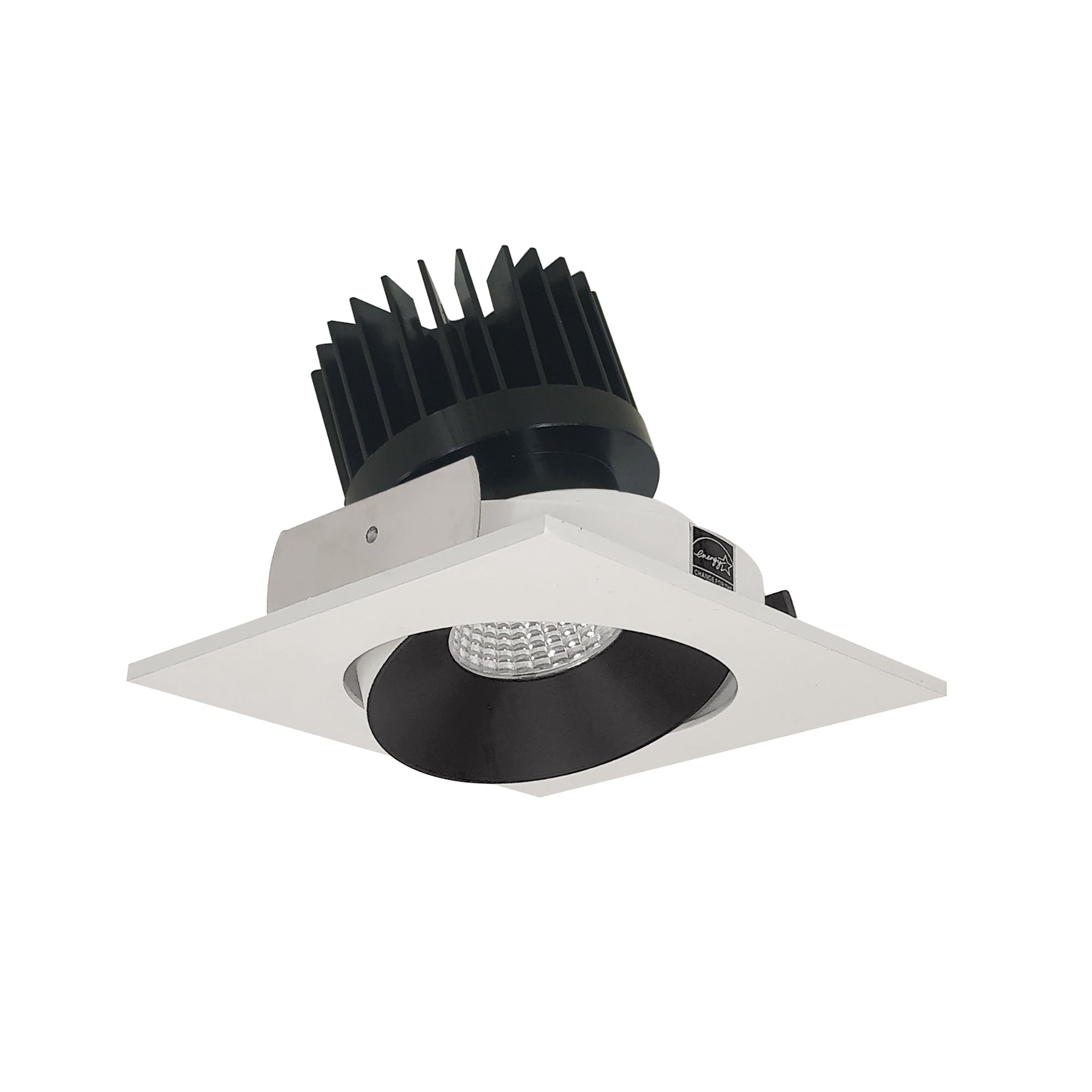 Nora Lighting NIO - 4SC40XBW/HL 4" Iolite LED Square Adjustable Cone Reflector, 1500lm/2000lm/2500lm (varies by housing), 4000K - Black Reflector / White Flange - Sonic Electric
