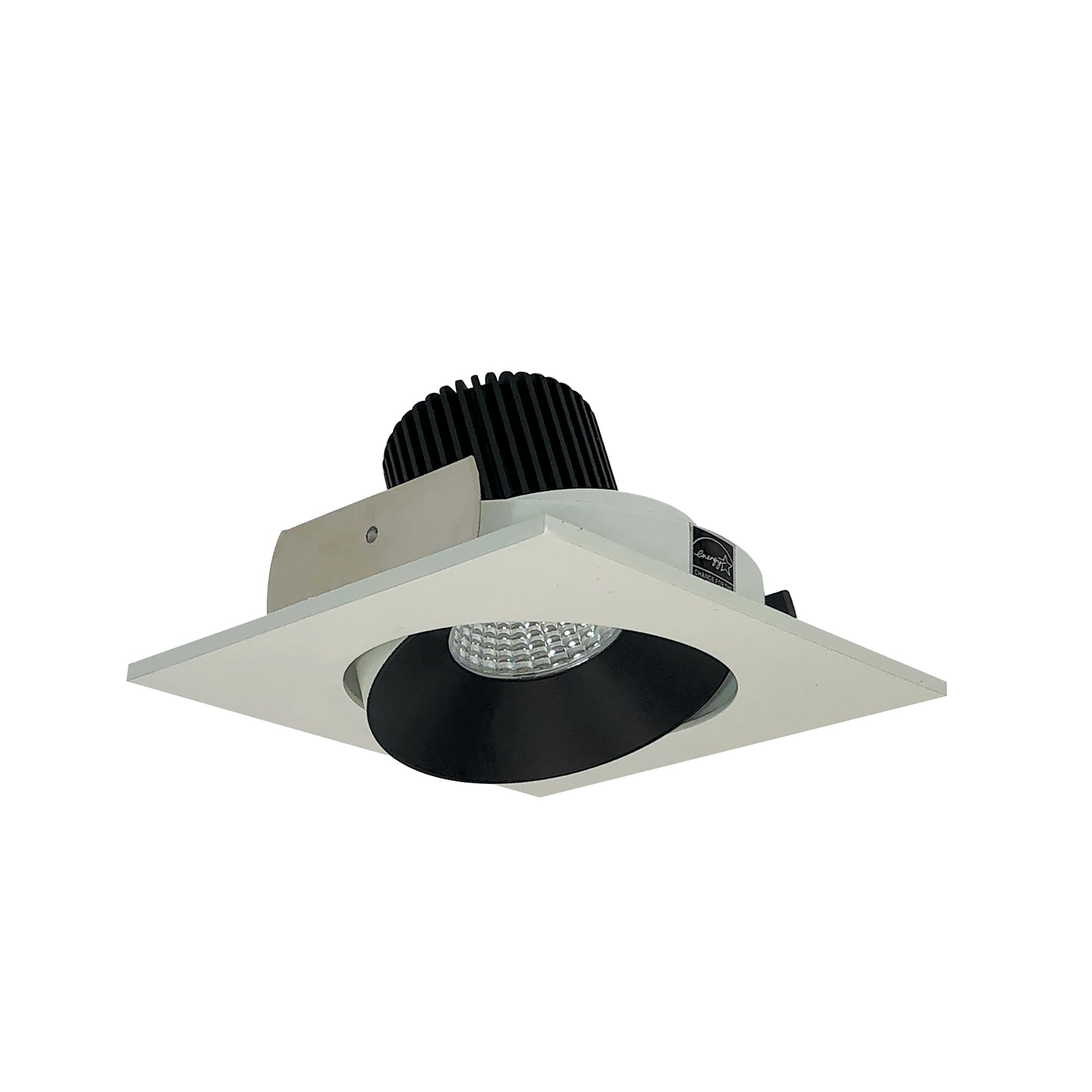 Nora Lighting NIO - 4SC50XBW/10 4" Iolite LED Square Adjustable Cone Reflector, 1000lm / 14W, 5000K - Black Reflector / White Flange - Sonic Electric