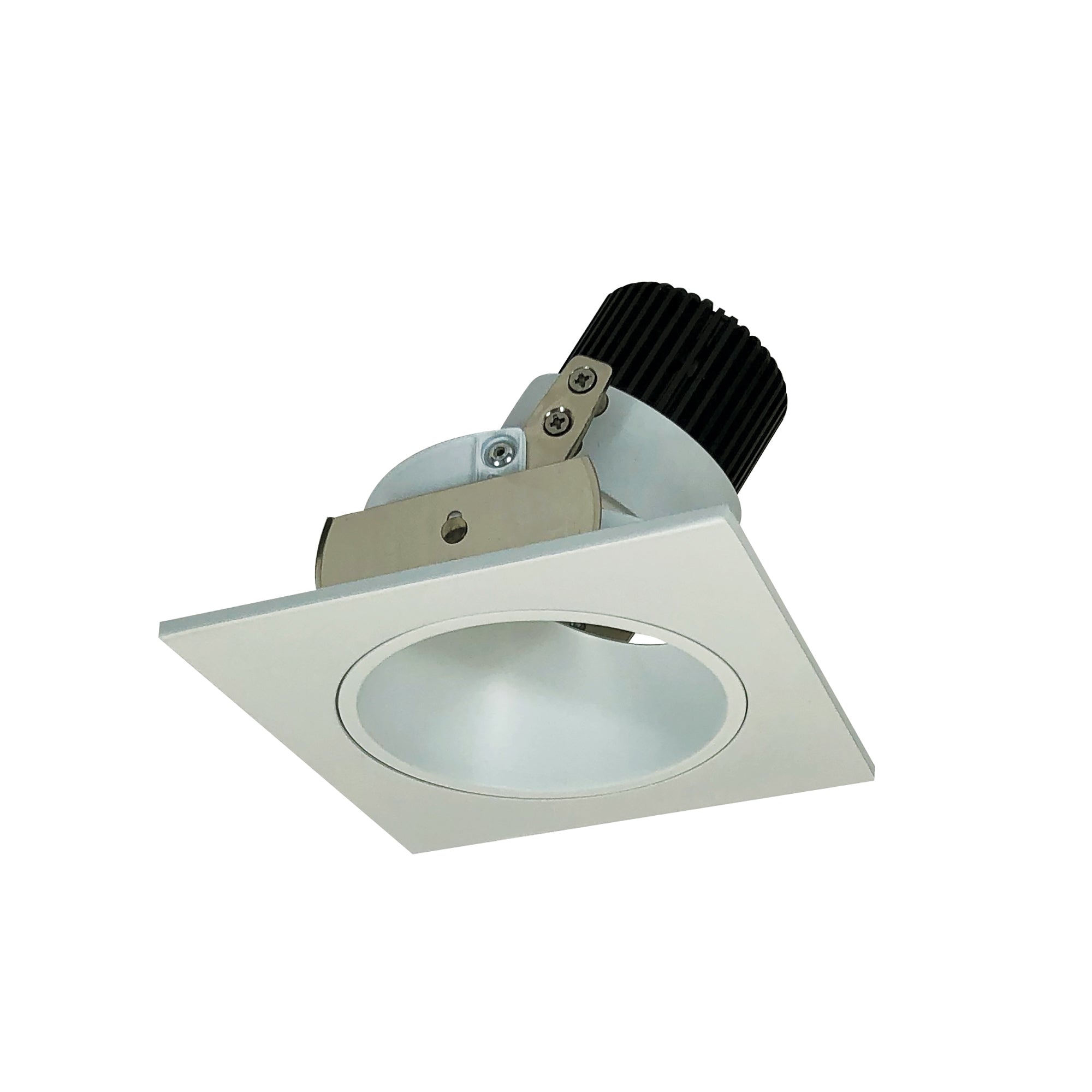 Nora Lighting NIO - 4SD30QWW 4" Iolite LED Square Adjustable Reflector With Round Aperture, 10 - Degree Optic, 800lm / 12W, 3000K - White Reflector / White Flange - Sonic Electric