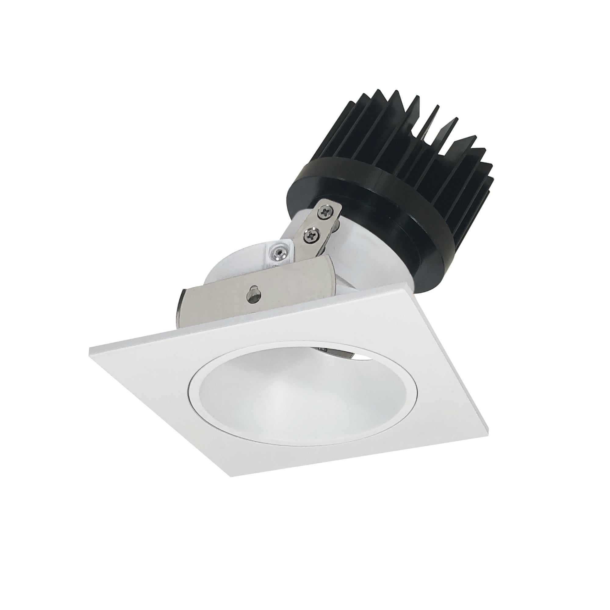 Nora Lighting NIO - 4SD30XMPW/HL 4" Iolite LED Square Adjustable Reflector With Round Aperture, 1500lm/2000lm (varies by housing), 3000K - Matte Powder White Reflector / Matte Powder White Flange - Sonic Electric