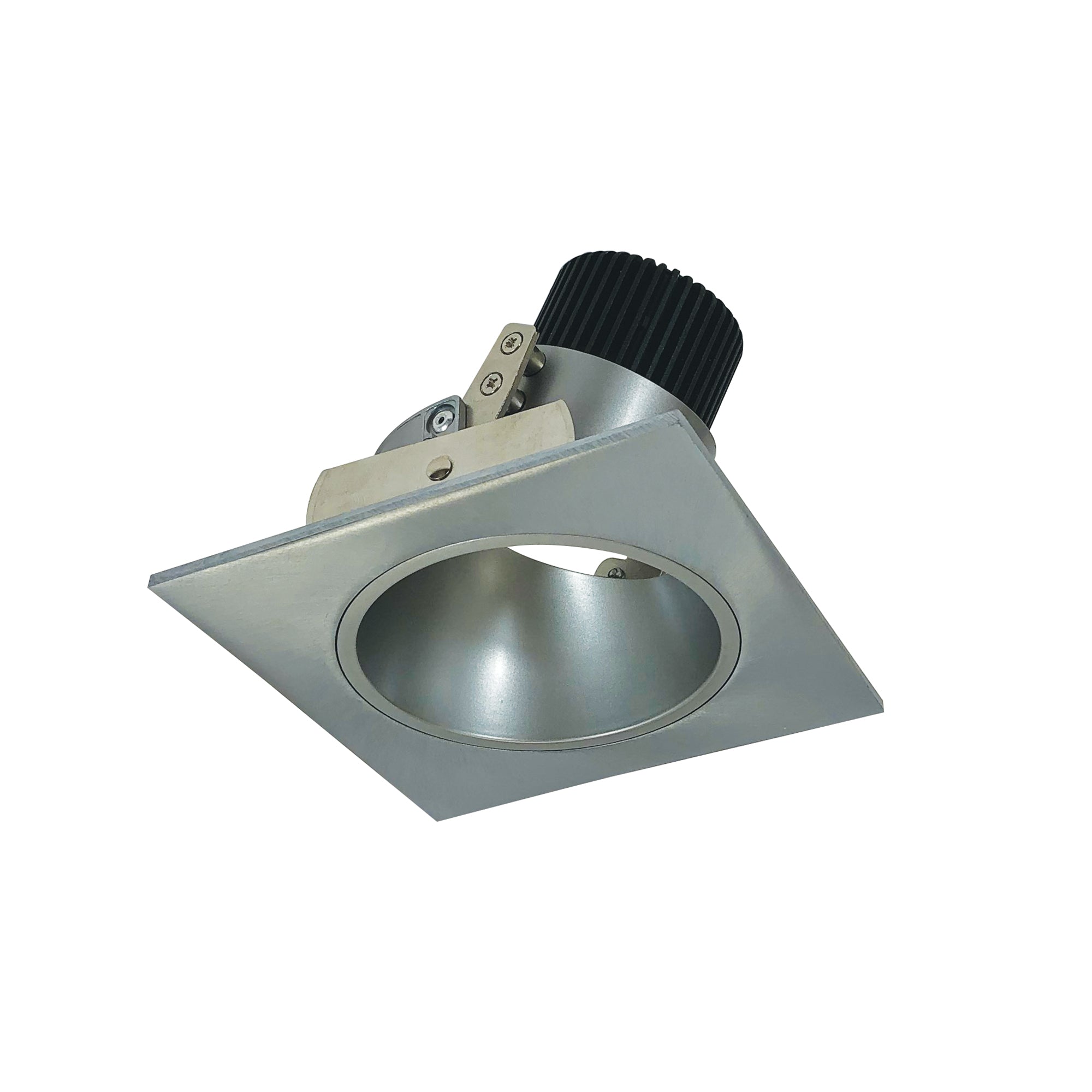 Nora Lighting NIO - 4SD30XNN/10 4" Iolite LED Square Adjustable Reflector With Round Aperture, 1000lm / 14W, 3000K - Natural Metal Reflector / Natural Metal Flange - Sonic Electric
