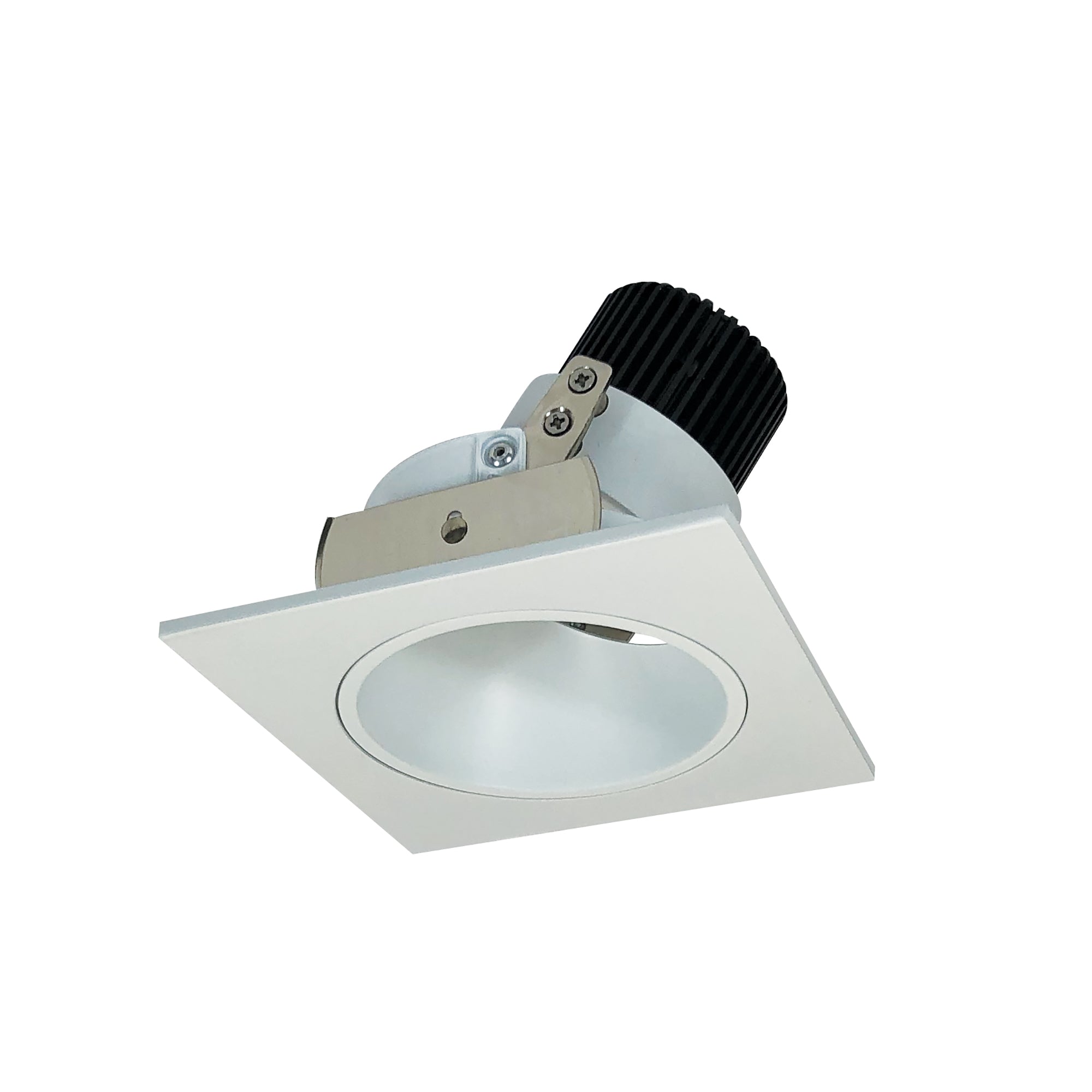 Nora Lighting NIO - 4SD35XMPW/10 4" Iolite LED Square Adjustable Reflector With Round Aperture, 1000lm / 14W, 3500K - Matte Powder White Reflector / Matte Powder White Flange - Sonic Electric