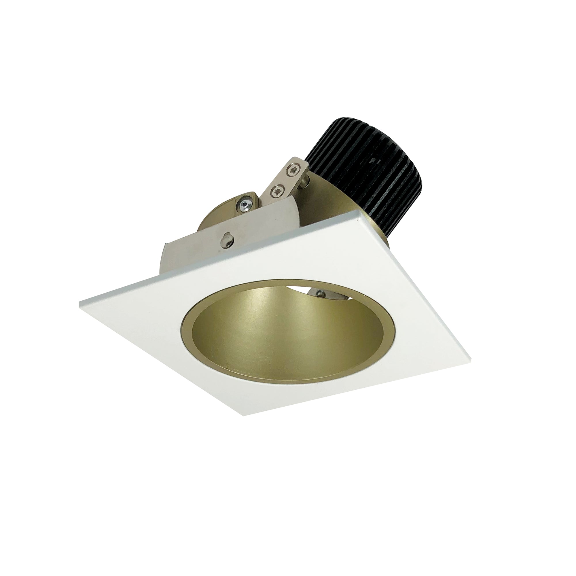 Nora Lighting NIO - 4SD40QCHMPW 4" Iolite LED Square Adjustable Reflector With Round Aperture, 10 - Degree Optic, 800lm / 12W, 4000K - Champagne Haze Reflector / Matte Powder White Flange - Sonic Electric