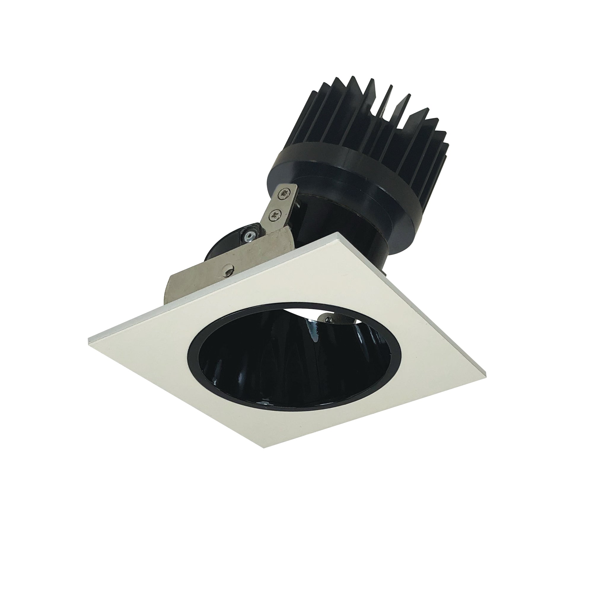 Nora Lighting NIO - 4SD40XBW/HL 4" Iolite LED Square Adjustable Reflector With Round Aperture, 1500lm/2000lm (varies by housing), 4000K - Black Reflector / White Flange - Sonic Electric