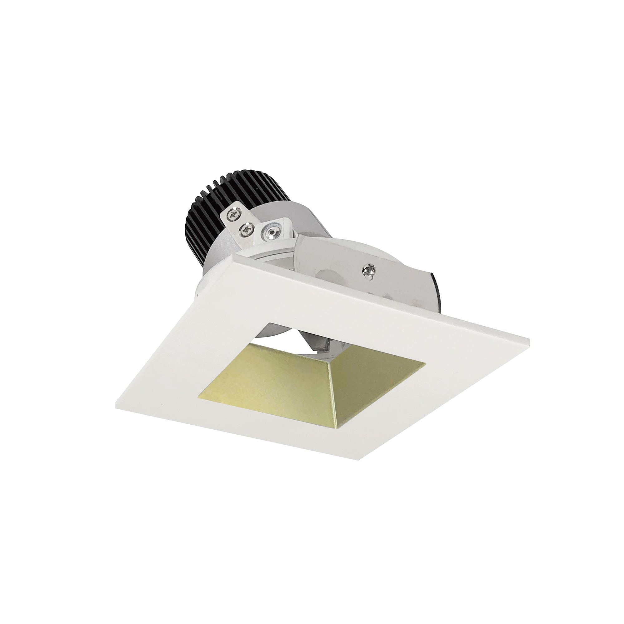 Nora Lighting NIO - 4SDSQ27QCHMPW 4" Iolite LED Square Adjustable Reflector With Square Aperture, 10 - Degree Optic, 800lm / 12W, 2700K - Champagne Haze Reflector / Matte Powder White Flange - Sonic Electric