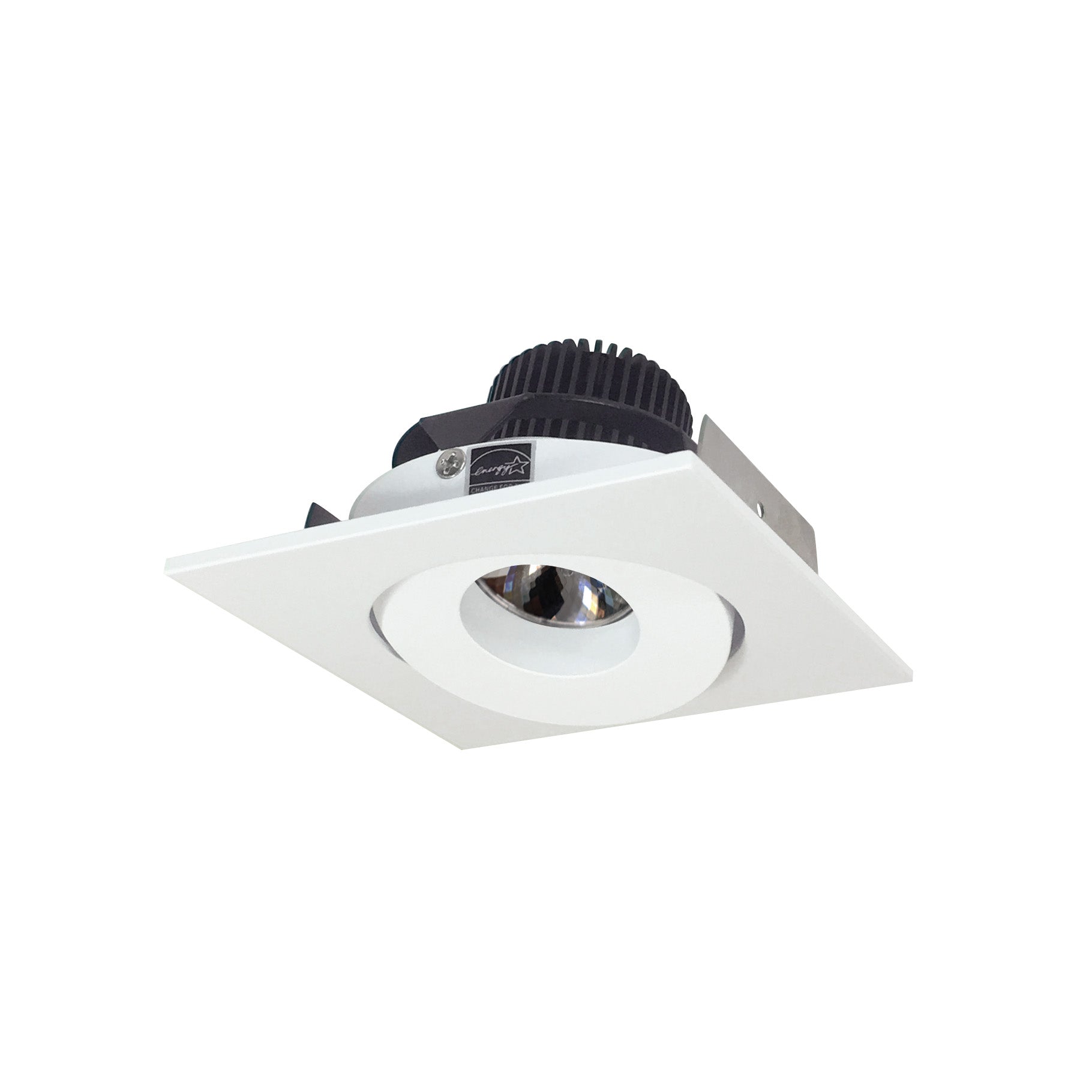 Nora Lighting NIO - 4SG40QMPW 4" Iolite LED Square Adjustable Gimbal, 10 - Degree Optic, 800lm / 12W, 4000K - Matte Powder White - Sonic Electric