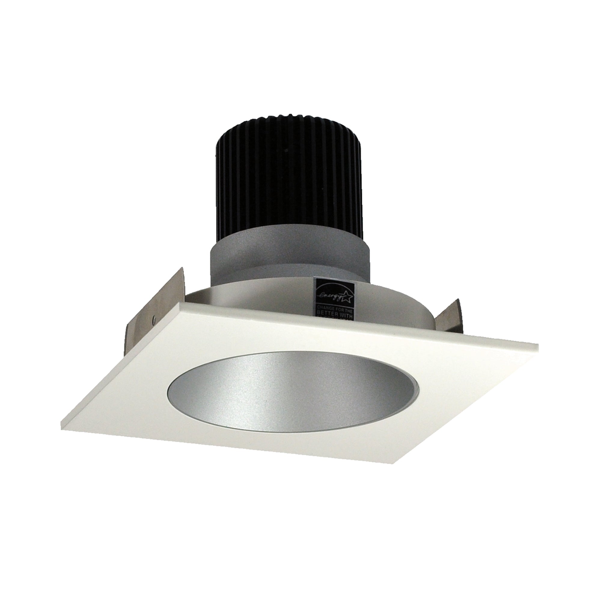 Nora Lighting NIO - 4SNDC27XHW/10 4" Iolite LED Square Reflector With Round Aperture, 1000lm / 14W, 2700K - Haze Reflector / White Flange - Sonic Electric