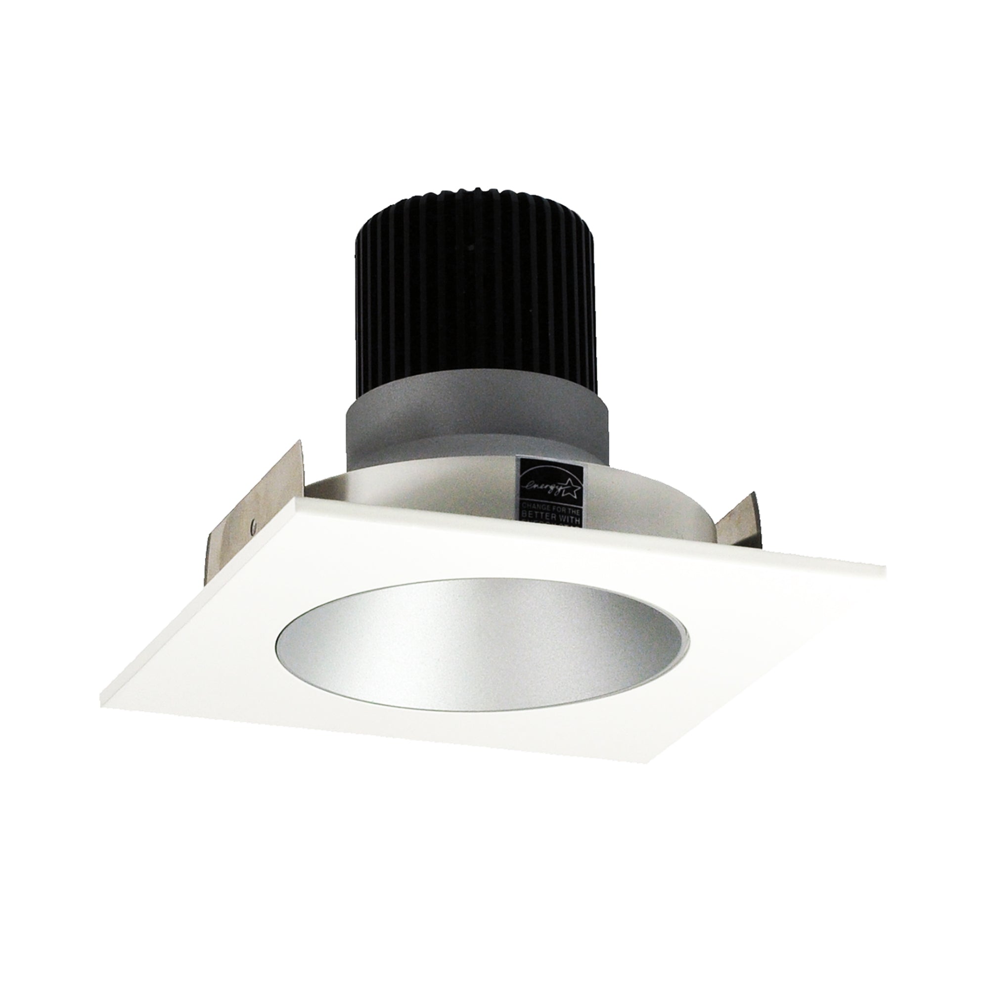 Nora Lighting NIO - 4SNDC30QHZMPW 4" Iolite LED Square Reflector With Round Aperture, 10 - Degree Optic, 800lm / 12W, 3000K - Haze Reflector / Matte Powder White Flange - Sonic Electric