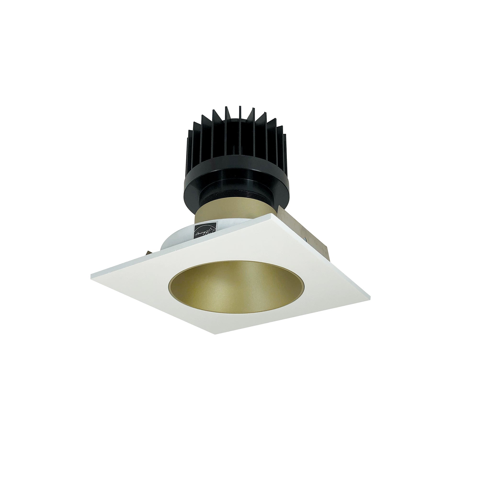 Nora Lighting NIO - 4SNDC30XCHMPW/HL 4" Iolite LED Square Reflector With Round Aperture, 1500lm/2000lm/2500lm (varies by housing), 3000K - Champagne Haze Reflector / Matte Powder White Flange - Sonic Electric