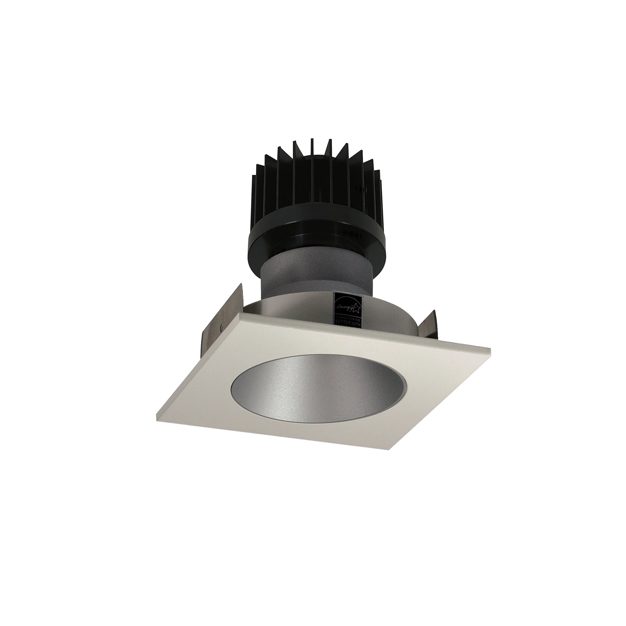 Nora Lighting NIO - 4SNDC30XHW/HL 4" Iolite LED Square Reflector With Round Aperture, 1500lm/2000lm/2500lm (varies by housing), 3000K - Haze Reflector / White Flange - Sonic Electric