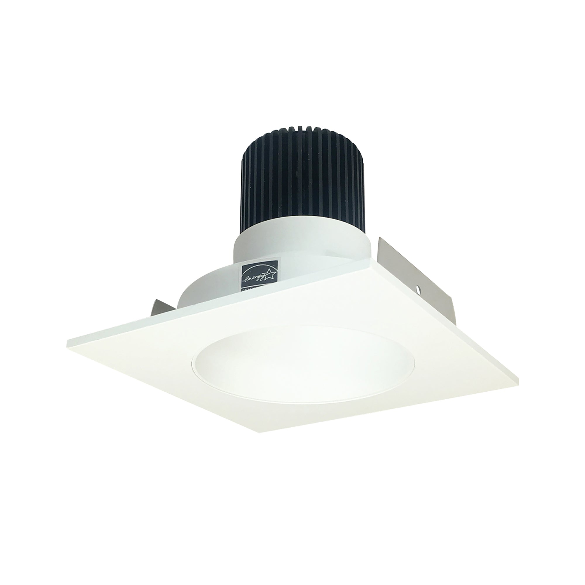Nora Lighting NIO - 4SNDC30XMPW/10 4" Iolite LED Square Reflector With Round Aperture, 1000lm / 14W, 3000K - Matte Powder White Reflector / Matte Powder White Flange - Sonic Electric