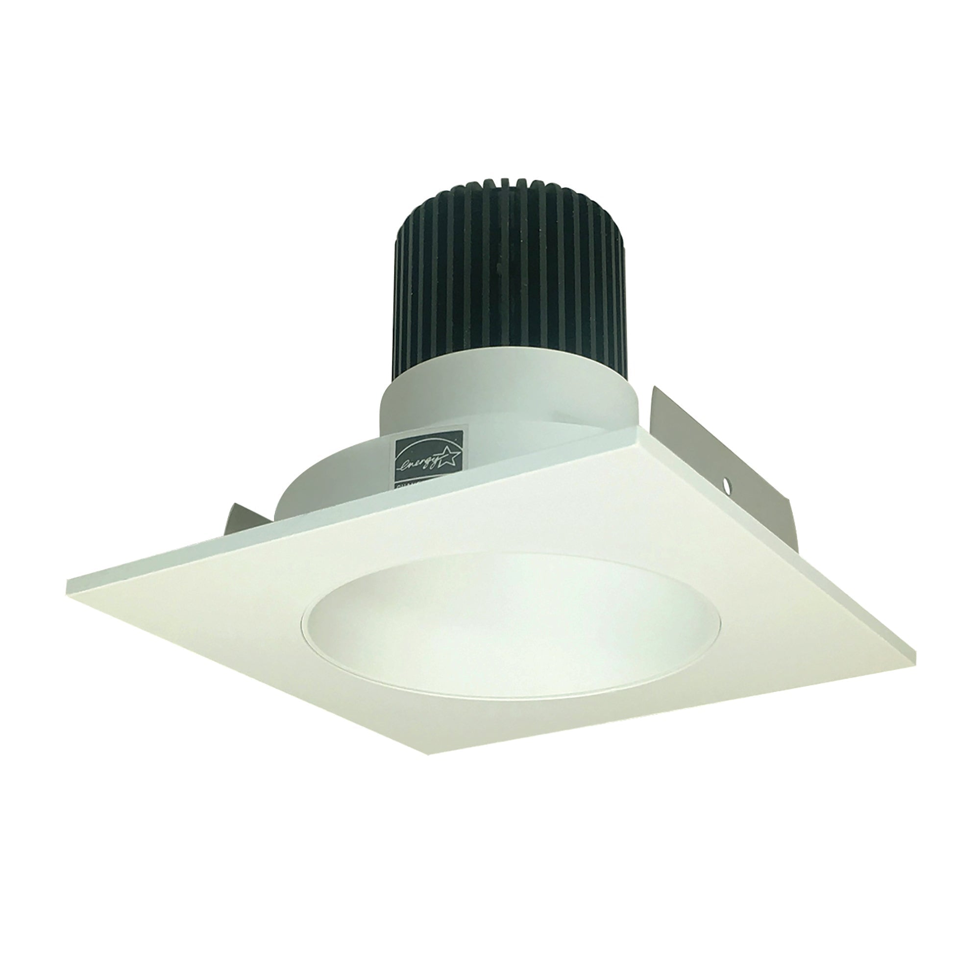 Nora Lighting NIO - 4SNDC50XWW/10 4" Iolite LED Square Reflector With Round Aperture, 1000lm / 14W, 5000K - White Reflector / White Flange - Sonic Electric