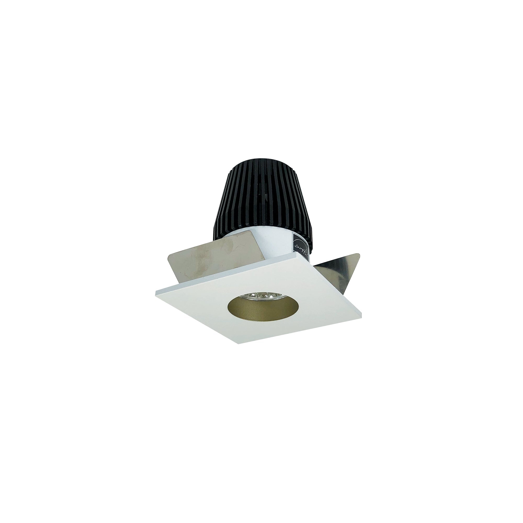 Nora Lighting NIOB - 1SNG50XCHMPW 1" Iolite LED BWF Square Reflector with Round Aperture, 600lm, 5000K, Champagne Haze Reflector with Round Aperture / Matte Powder White Flange - Sonic Electric