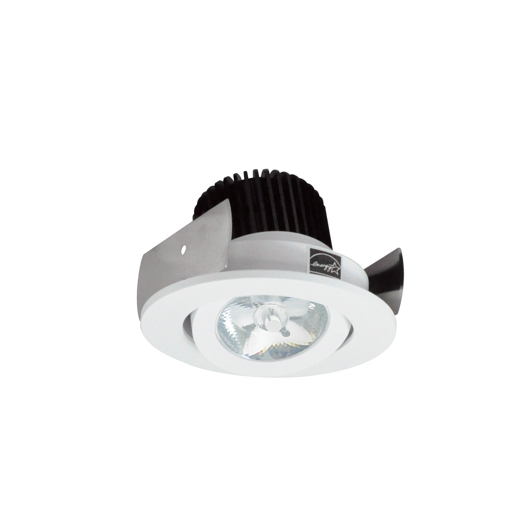 Nora Lighting NIOB - 2RG35QMPW 2" Iolite LED Round Adjustable Gimbal, 10 - Degree Optic, 850lm / 12W, 3500K, Matte Powder White Finish - Sonic Electric