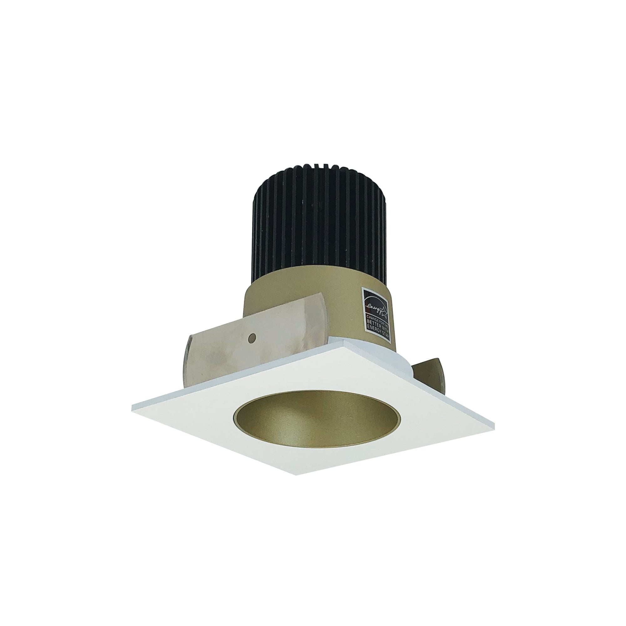 Nora Lighting NIOB - 2SNDC30XCHMPW/10 2" Iolite LED Square Reflector with Round Aperture, 1000lm / 14W, 3000K, Champagne Haze Reflector / Matte Powder White Flange - Sonic Electric