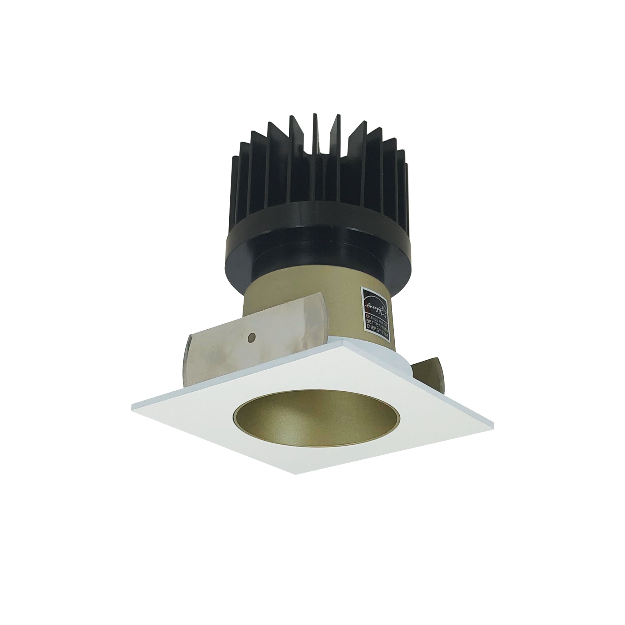 Nora Lighting NIOB - 2SNDC35XCHMPW/HL 2" Iolite LED Square Reflector with Round Aperture, 1500lm/2000lm/2500lm (varies by housing), 3500K, Champagne Haze Reflector / Matte Powder White Flange - Sonic Electric