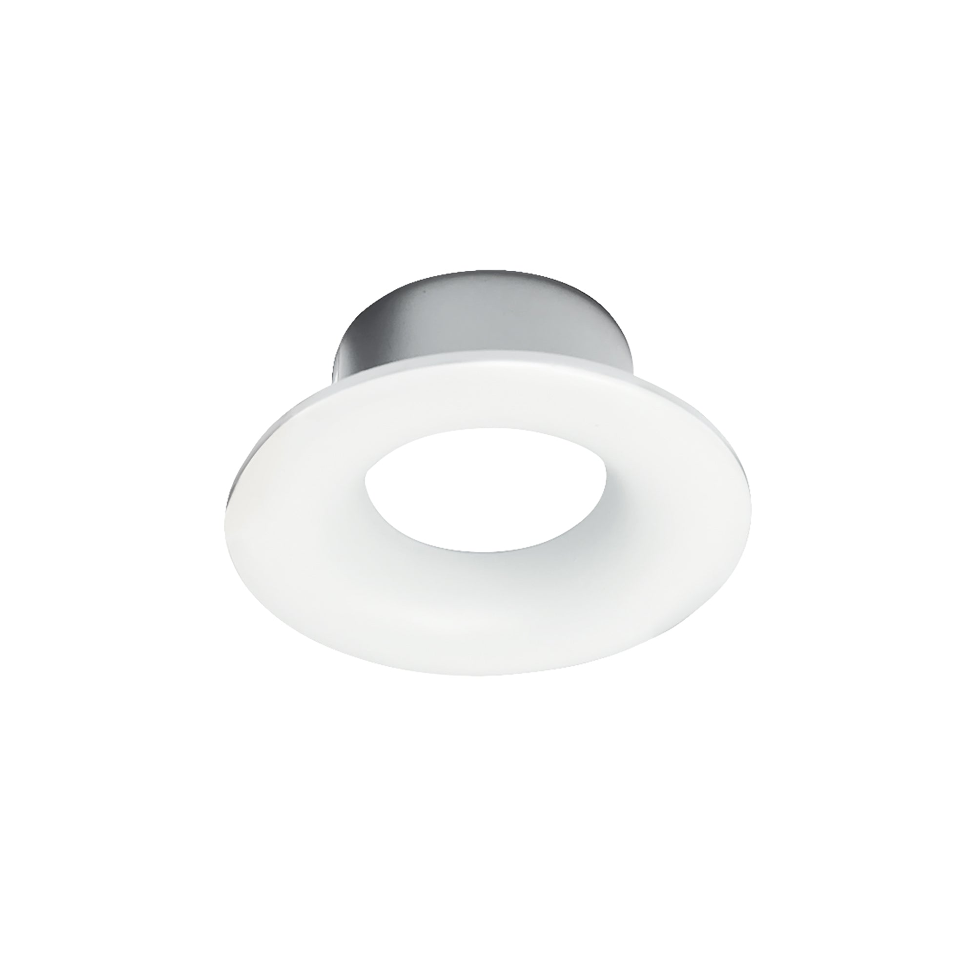 Nora Lighting NIOC - 1RNBMPW 1" Iolite Can - less Round Bullnose Trim, Matte Powder White finish - Sonic Electric