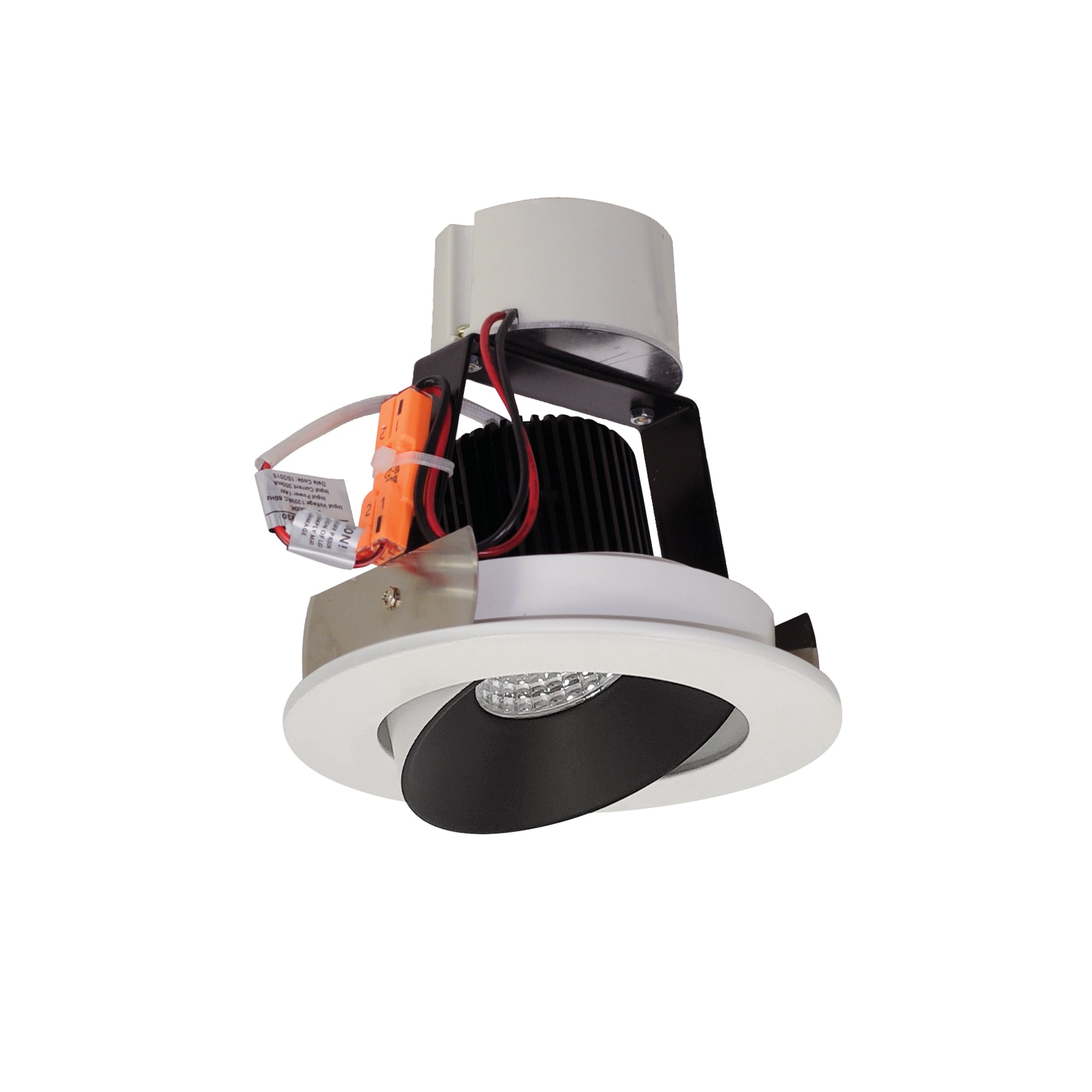 Nora Lighting NIR - 4RC30XBW/10 4" Iolite LED Round Adjustable Cone Retrofit, 1000lm / 12W, 3000K, Black Reflector / White Flange - Sonic Electric