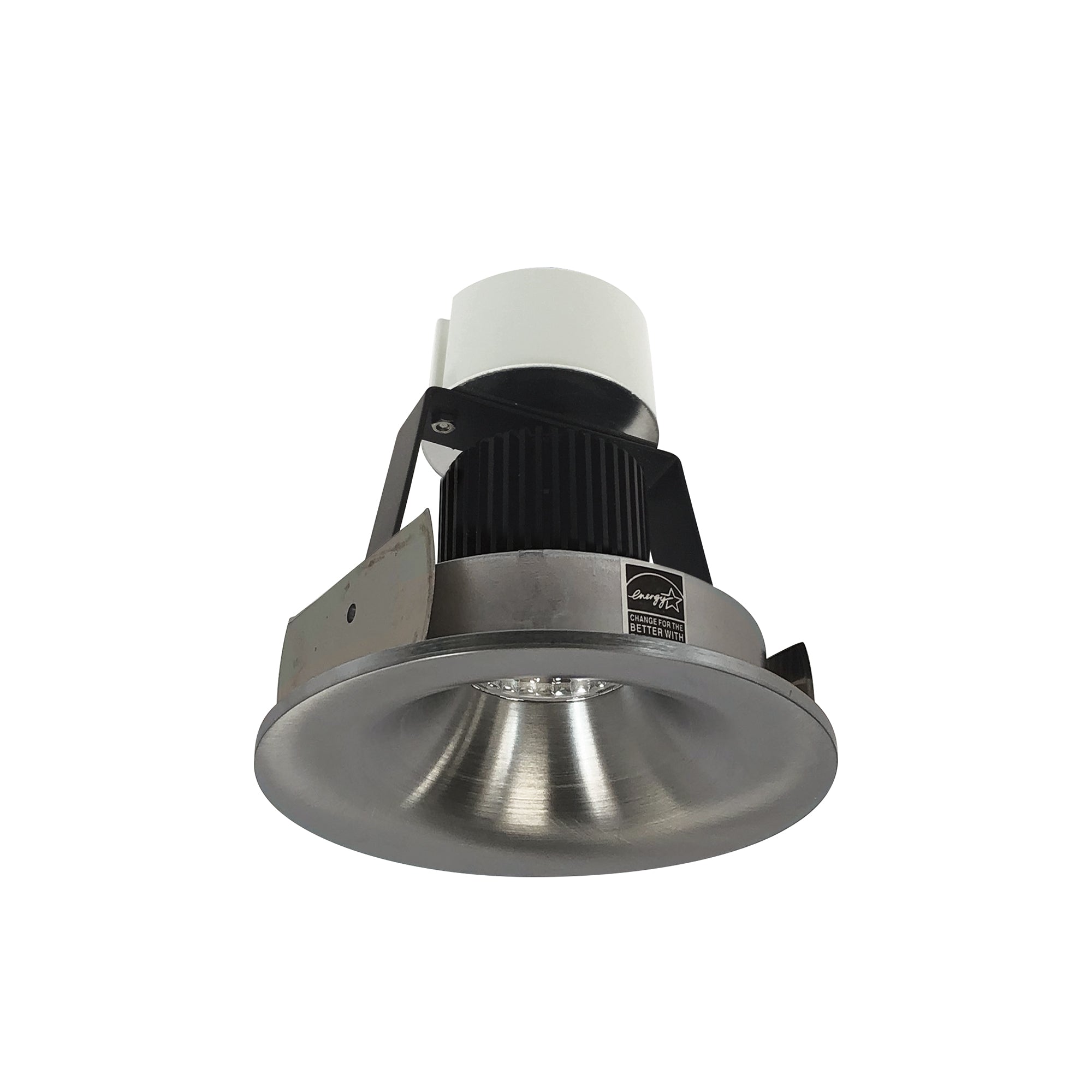 Nora Lighting NIR - 4RNBCDXNN 4" Iolite LED Round Bullnose Retrofit, 800lm / 12W, Comfort Dim, Natural Metal Finish - Sonic Electric