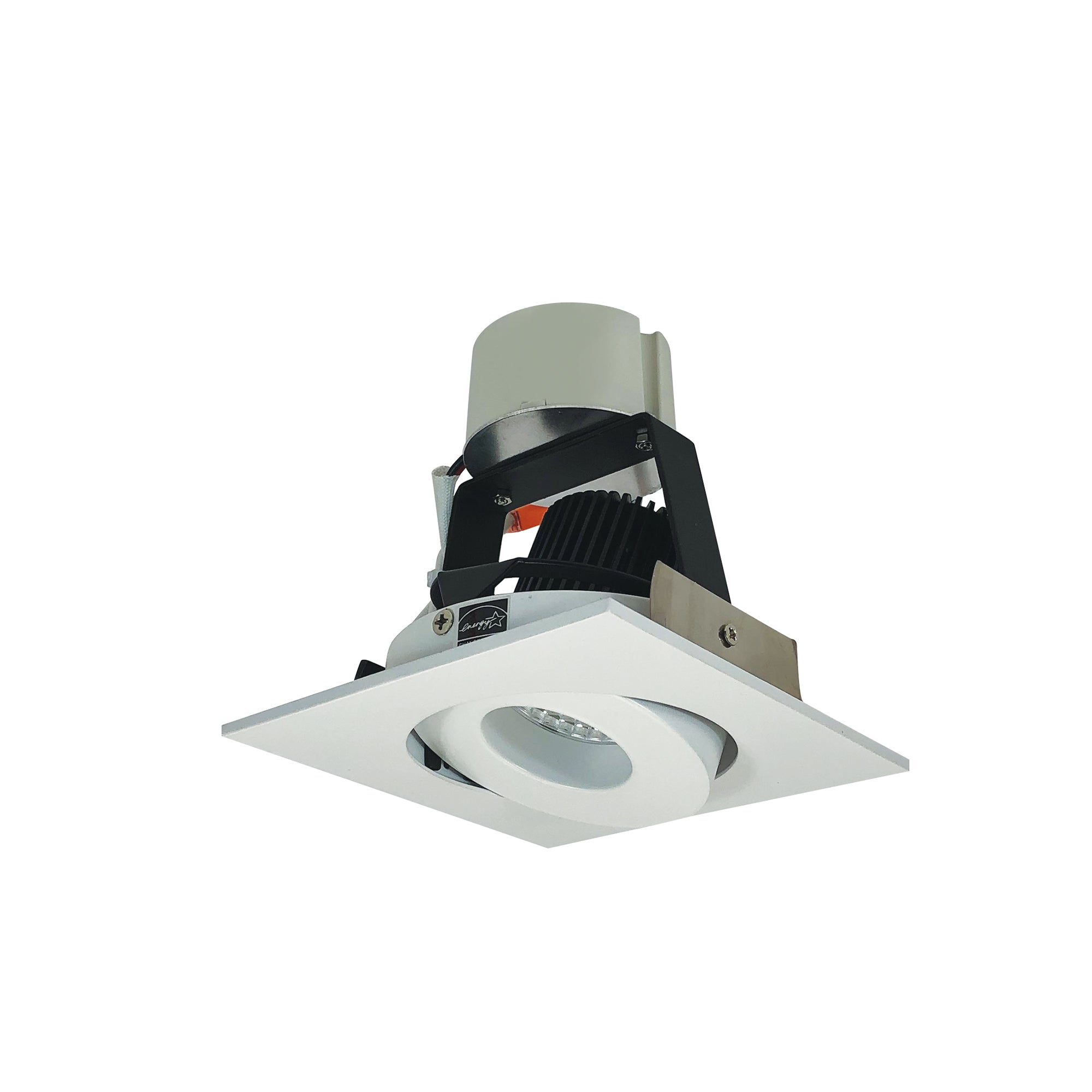 Nora Lighting NIR - 4SG50XMPW 4" Iolite LED Square Adjustable Gimbal Retrofit, 800lm / 14W, 5000K, Matte Powder White Finish - Sonic Electric