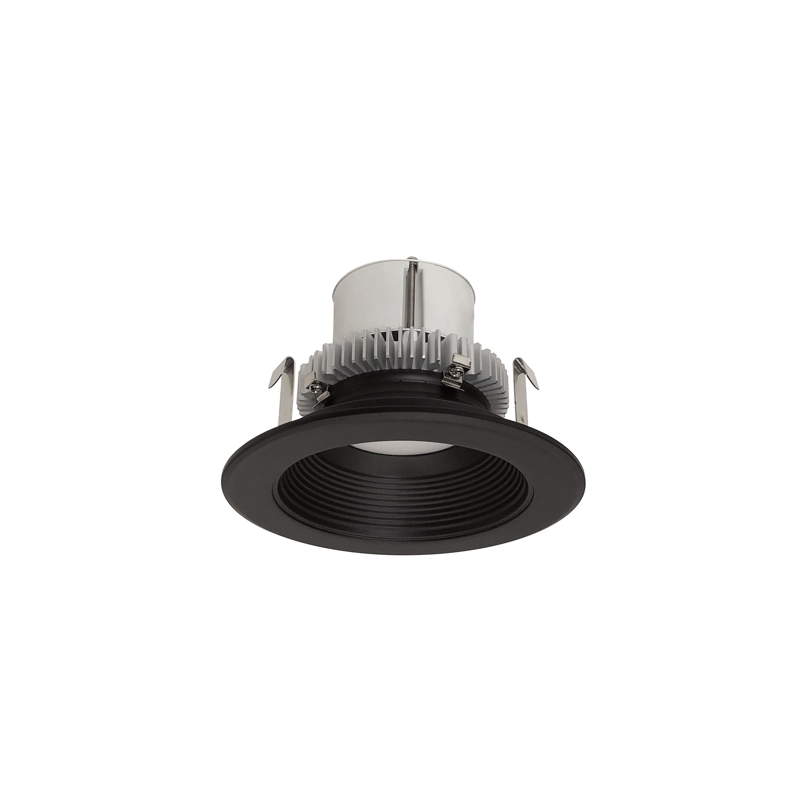 Nora Lighting NLCBC2 - 45230BB/ALE4EM 4" Cobalt Click Round Retrofit Baffle, 750lm / 10W, 3000K, Black Baffle / Black Flange, 120 - 277V input; Phase or 0 - 10V dimming, Pre - Wired for Emergency - Sonic Electric