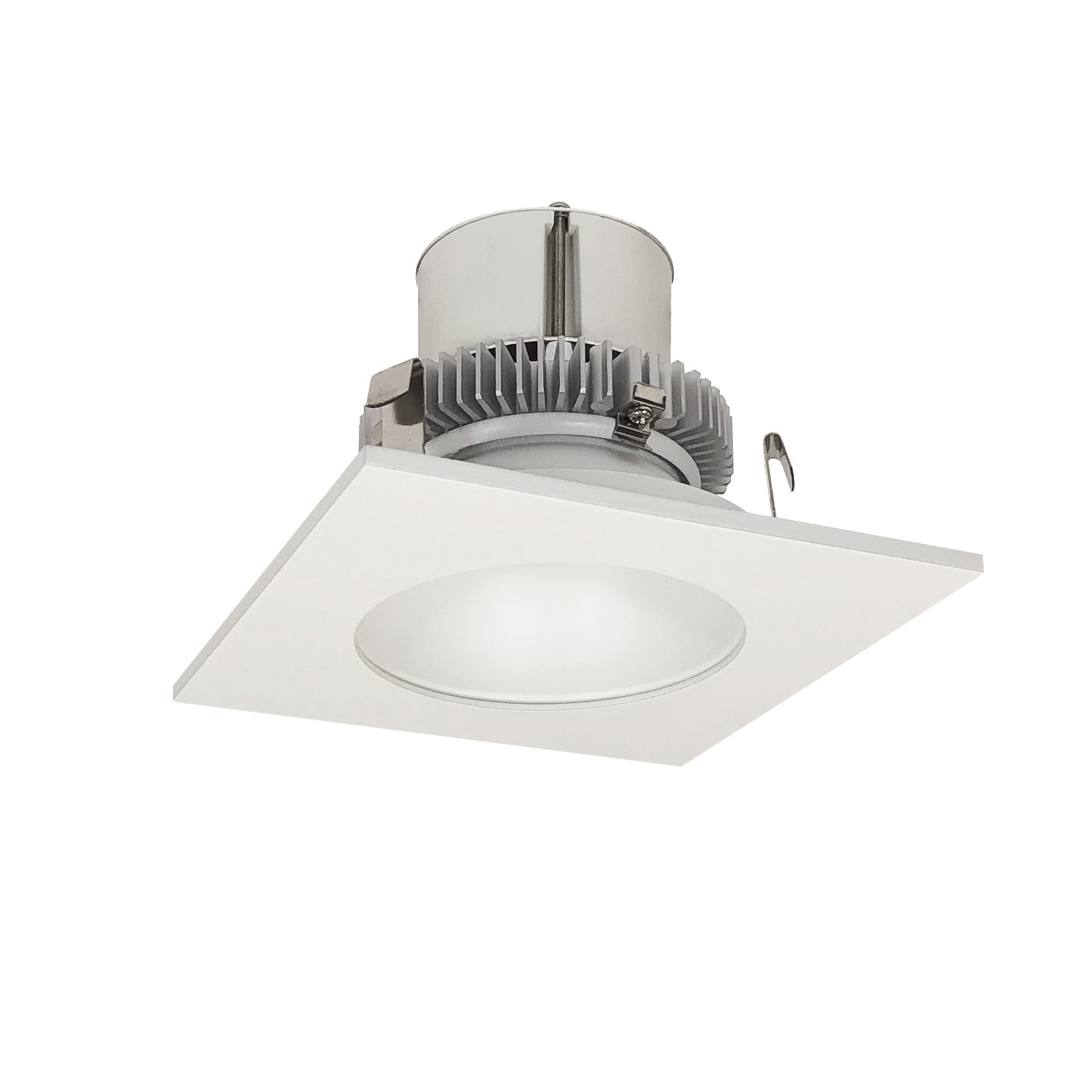 Nora Lighting NLCBC2 - 45335MPW/10LE4 4" Cobalt Click Square Retrofit Reflector with Round Aperture, 1000lm / 12W, 3500K, Matte Powder White Reflector / Matte Powder White Flange, 120 - 277V input; Phase or 0 - 10V dimming - Sonic Electric