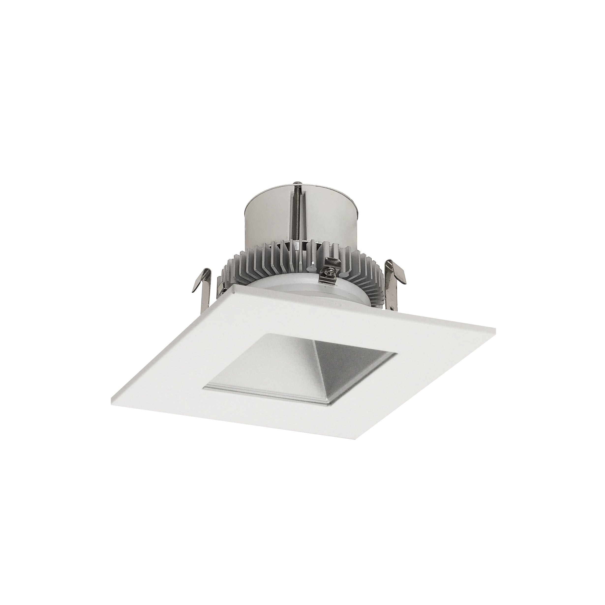 Nora Lighting NLCBC2 - 45630HZW/10LE4EM 4" Cobalt Click Square Retrofit Reflector with Square Aperture, 1000lm / 12W, 3000K, Haze Reflector / White Flange, 120 - 277V input; Phase or 0 - 10V dimming, Pre - Wired for Emergency - Sonic Electric