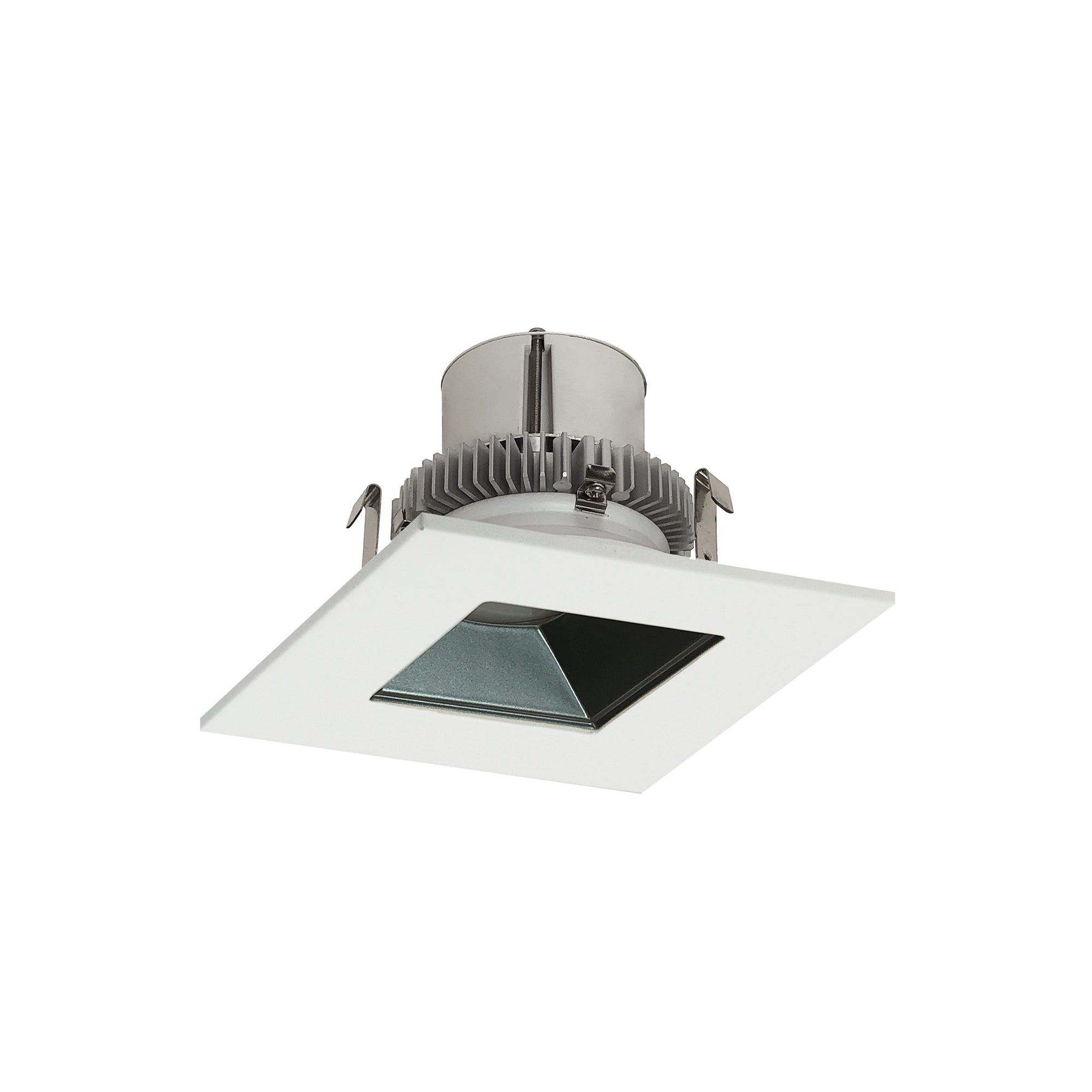 Nora Lighting NLCBC2 - 456CDPW/A 4" Cobalt Click Square Retrofit Reflector with Square Aperture, 900lm / 12W, Comfort Dim, Pewter Reflector / White Flange - Sonic Electric