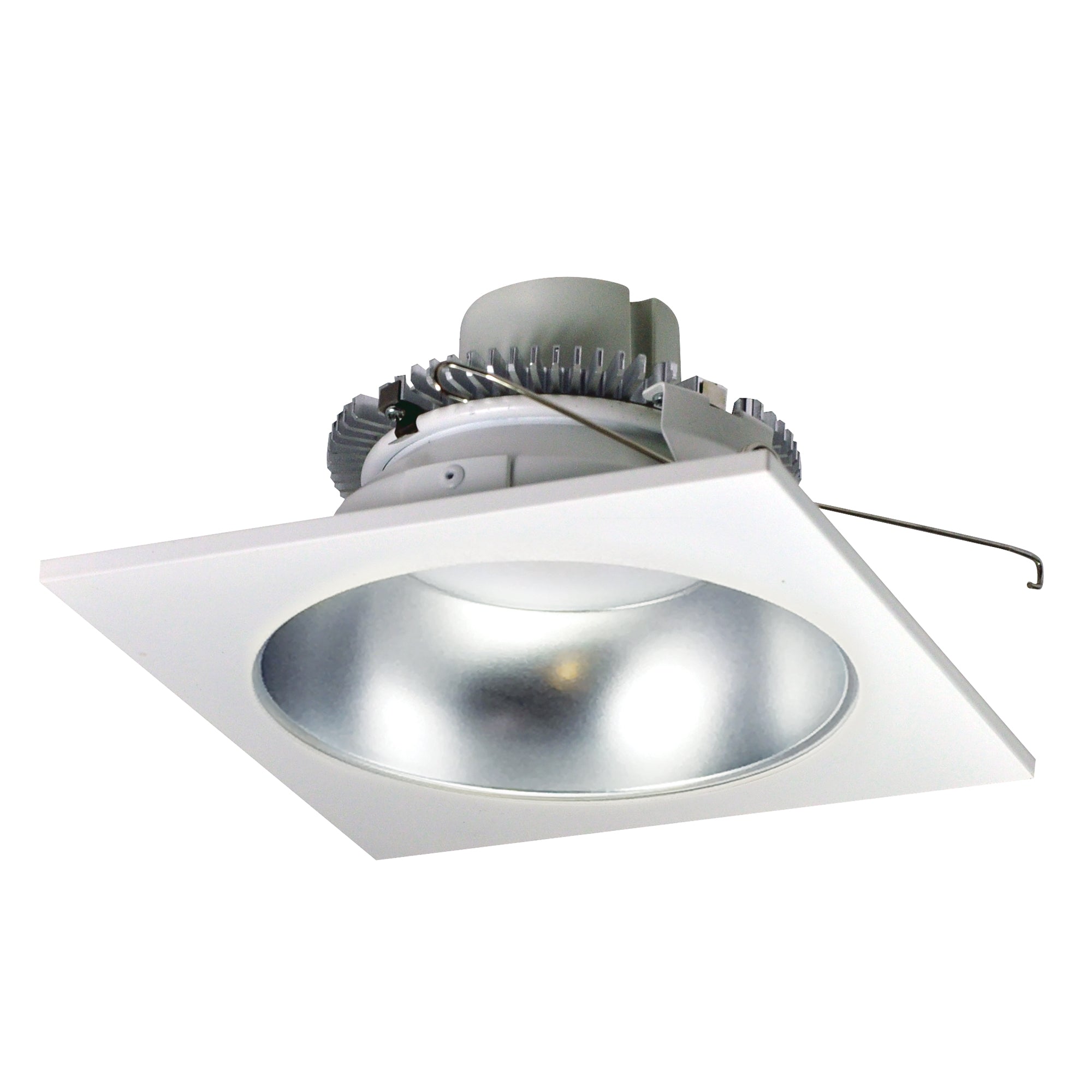 Nora Lighting NLCBC2 - 65330DW/10LE4 6" Cobalt Click Square Retrofit Reflector with Round Aperture, 1000lm / 12W, 3000K, Diffused Clear Reflector / White Flange, 120 - 277V input; Phase or 0 - 10V dimming - Sonic Electric