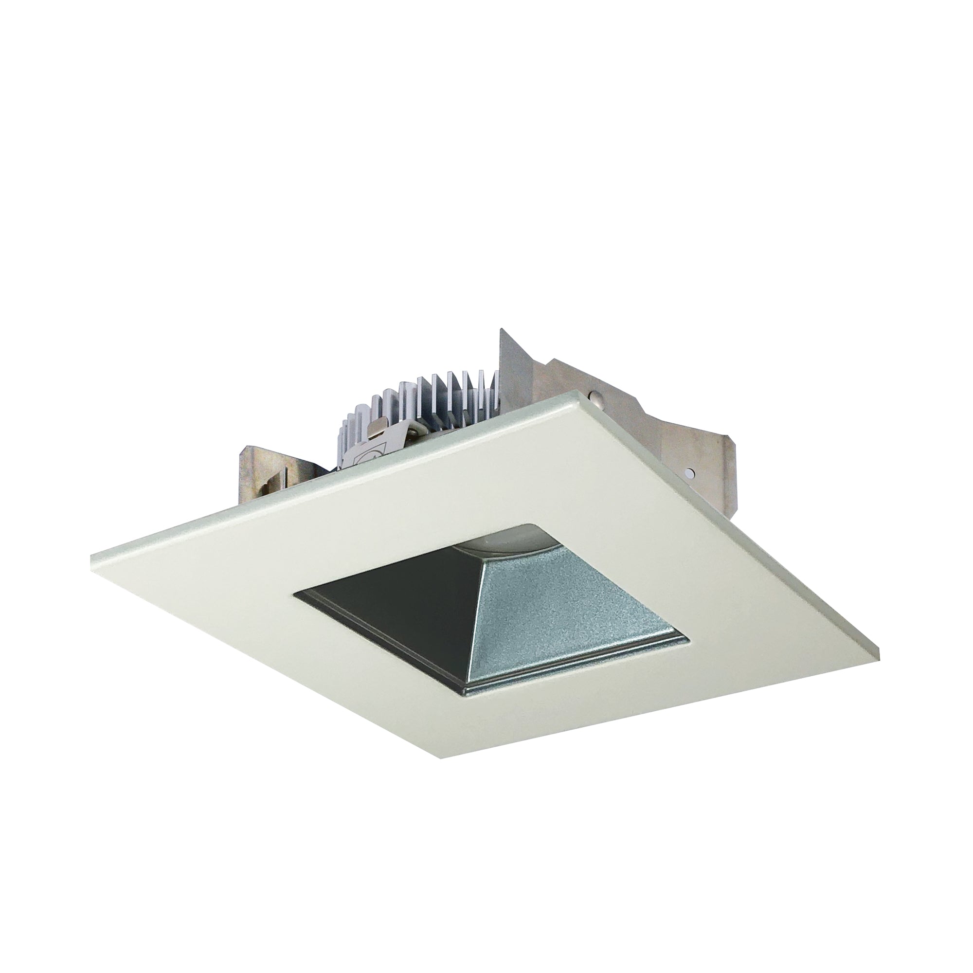 Nora Lighting NLCBS - 4568535PW 4" Cobalt Shallow High Lumen LED Trim, Square/Square Regress, 850lm, 3500K, Pewter/White - Sonic Electric
