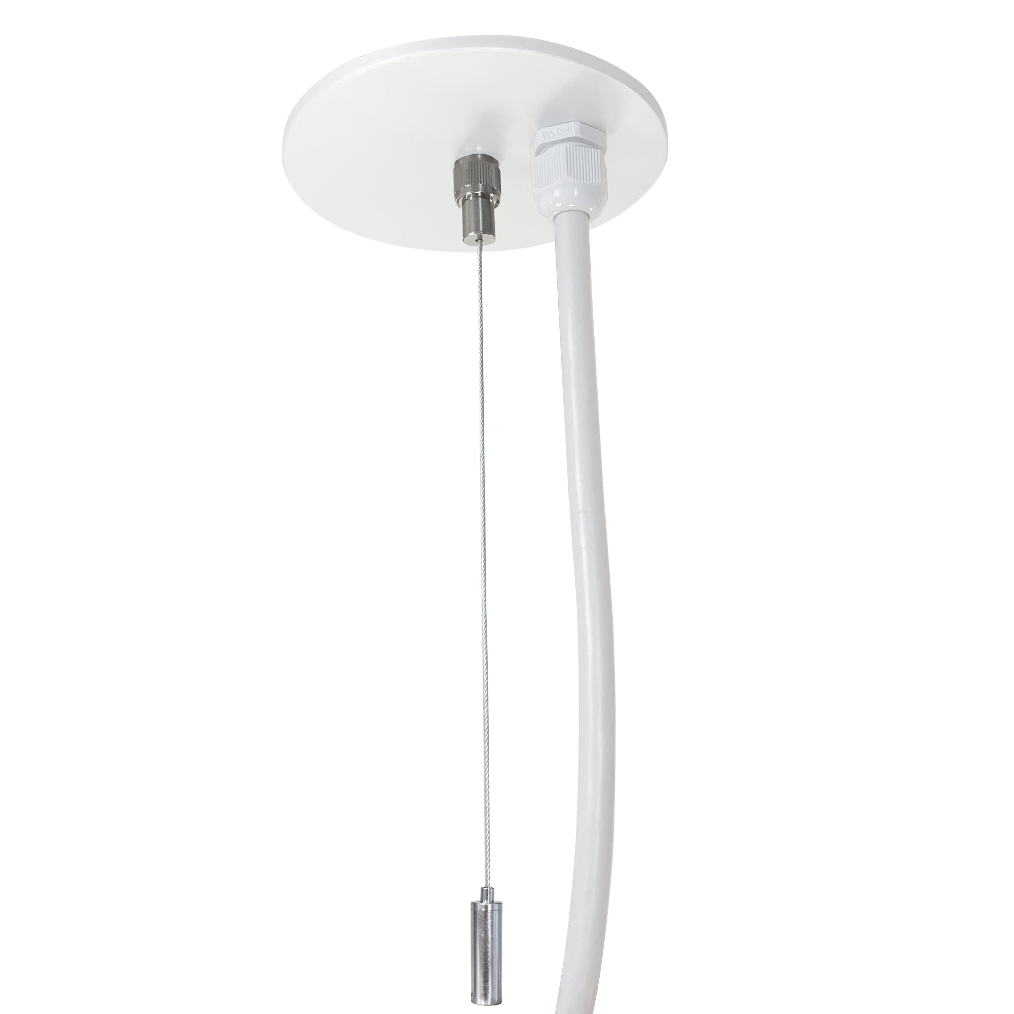 Nora Lighting NLINSW - PCCW/6W 8' Pendant Power & Aircraft Mounting Kit for NLINSW Series, MPW Finish, Wired for EM - Sonic Electric