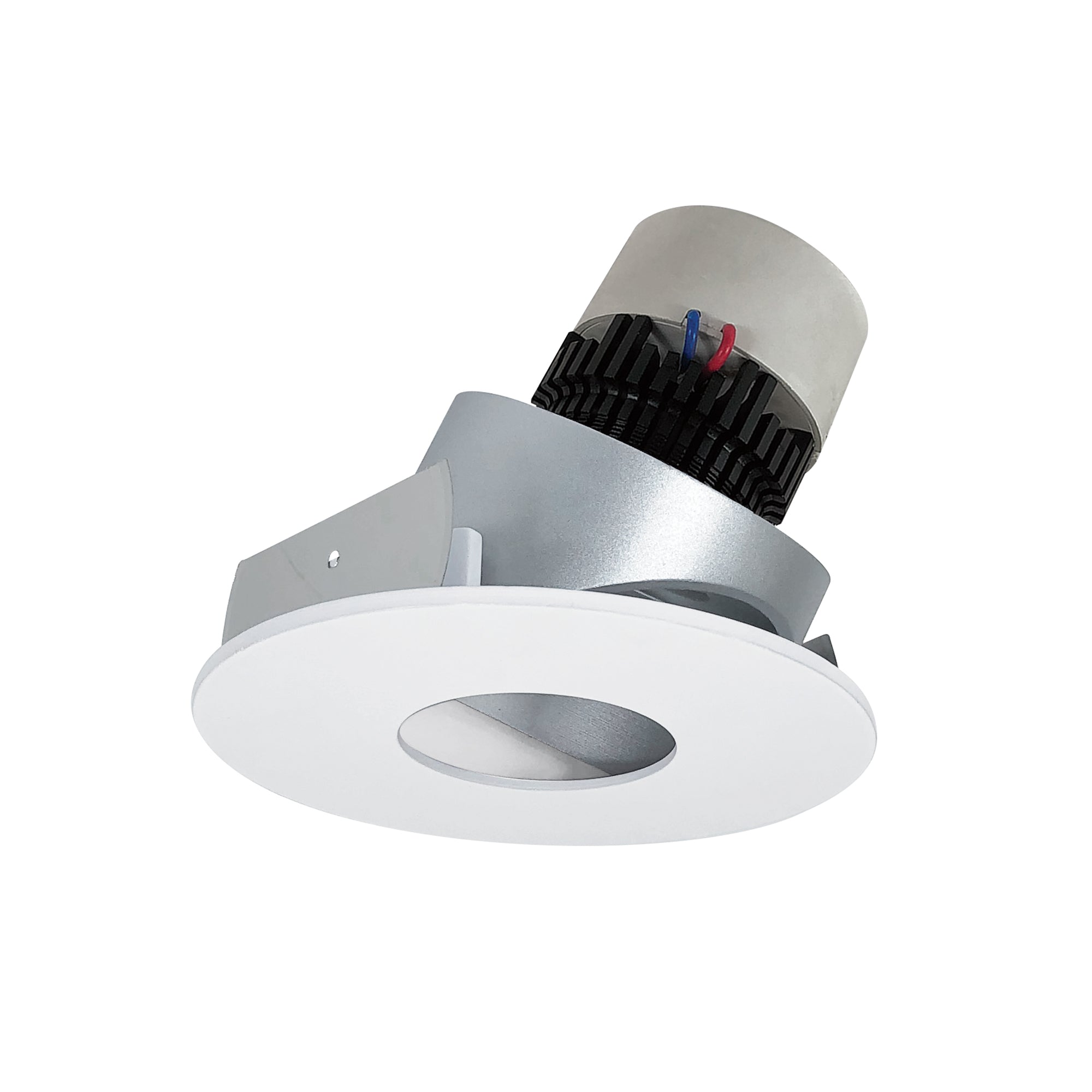 Nora Lighting NPR - 4RPHA27XHZMPW 4" Pearl LED Round Adjustable Pinhole Retrofit, 1000lm / 12W, 2700K, Haze Pinhole / Matte Powder White Flange - Sonic Electric