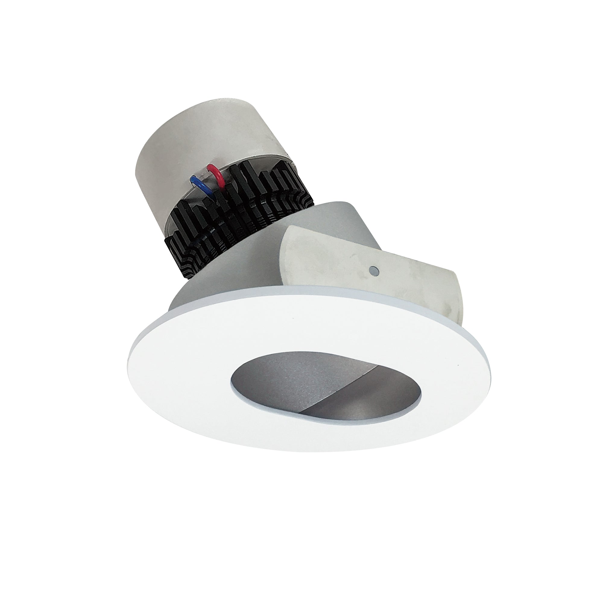 Nora Lighting NPR - 4RSL40XHZMPW 4" Pearl LED Round Adjustable Slot Aperture Retrofit, 1000lm / 12W, 4000K, Haze Slot Aperture / Matte Powder White Flange - Sonic Electric