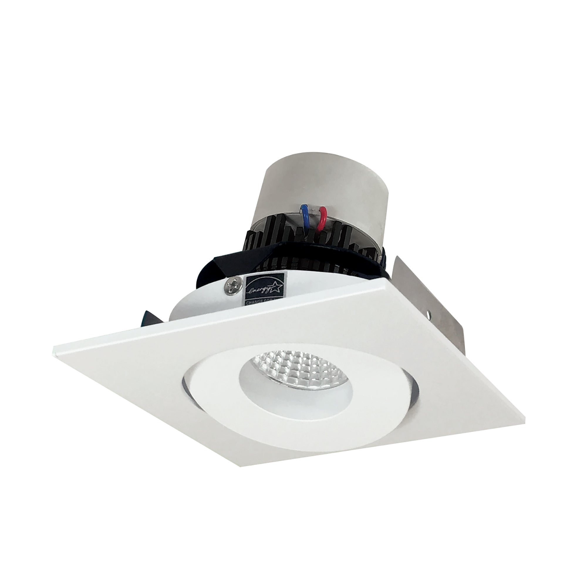 Nora Lighting NPR - 4SG27XMPW 4" Pearl LED Square Adjustable Gimbal Retrofit, 1000lm / 12W, 2700K, Matte Powder White Finish - Sonic Electric