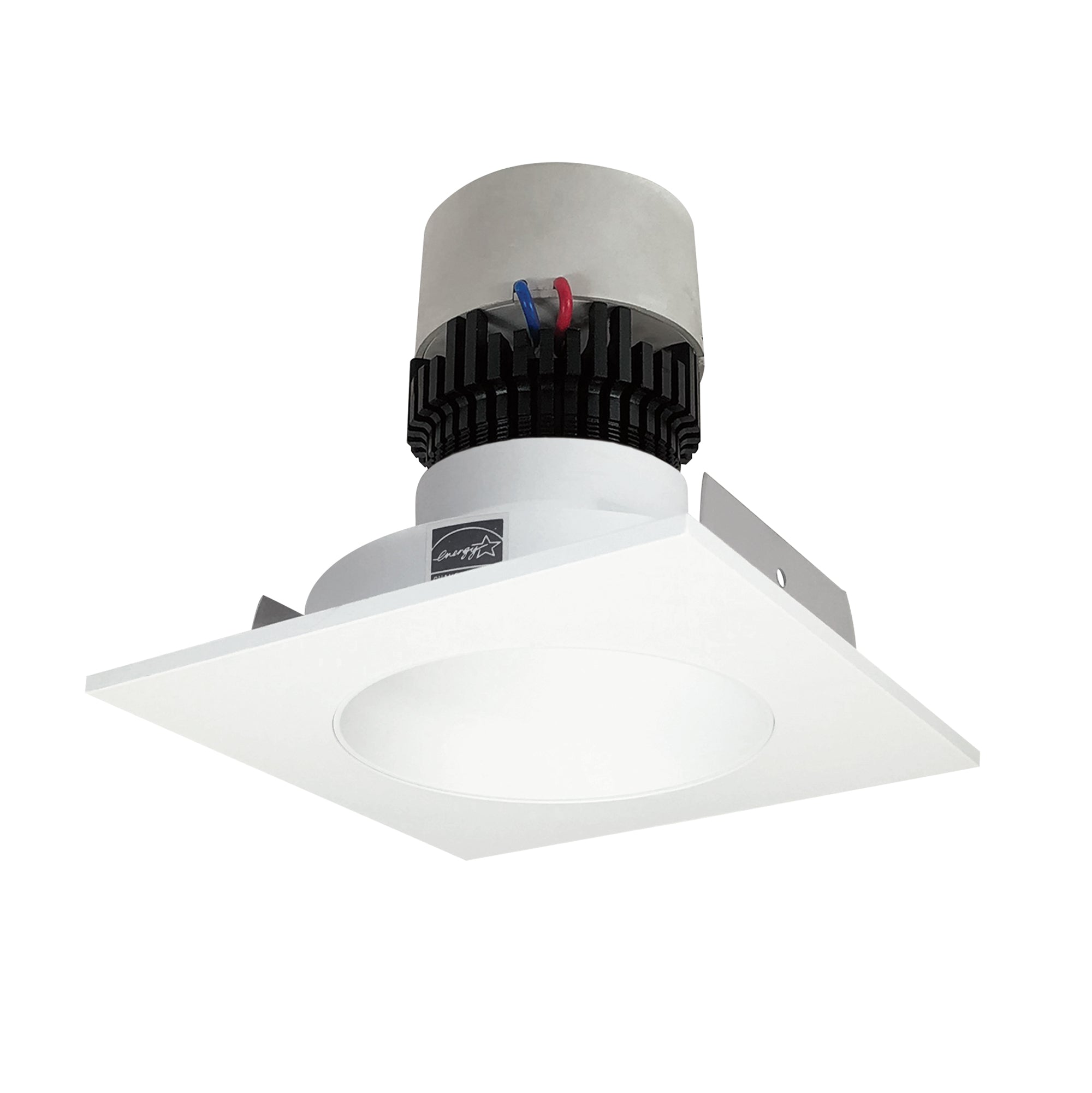 Nora Lighting NPR - 4SNDC35XMPW 4" Pearl LED Square Retrofit Reflector with Round Aperture, 1000lm / 12W, 3500K, Matte Powder White Reflector / Matte Powder White Flange - Sonic Electric