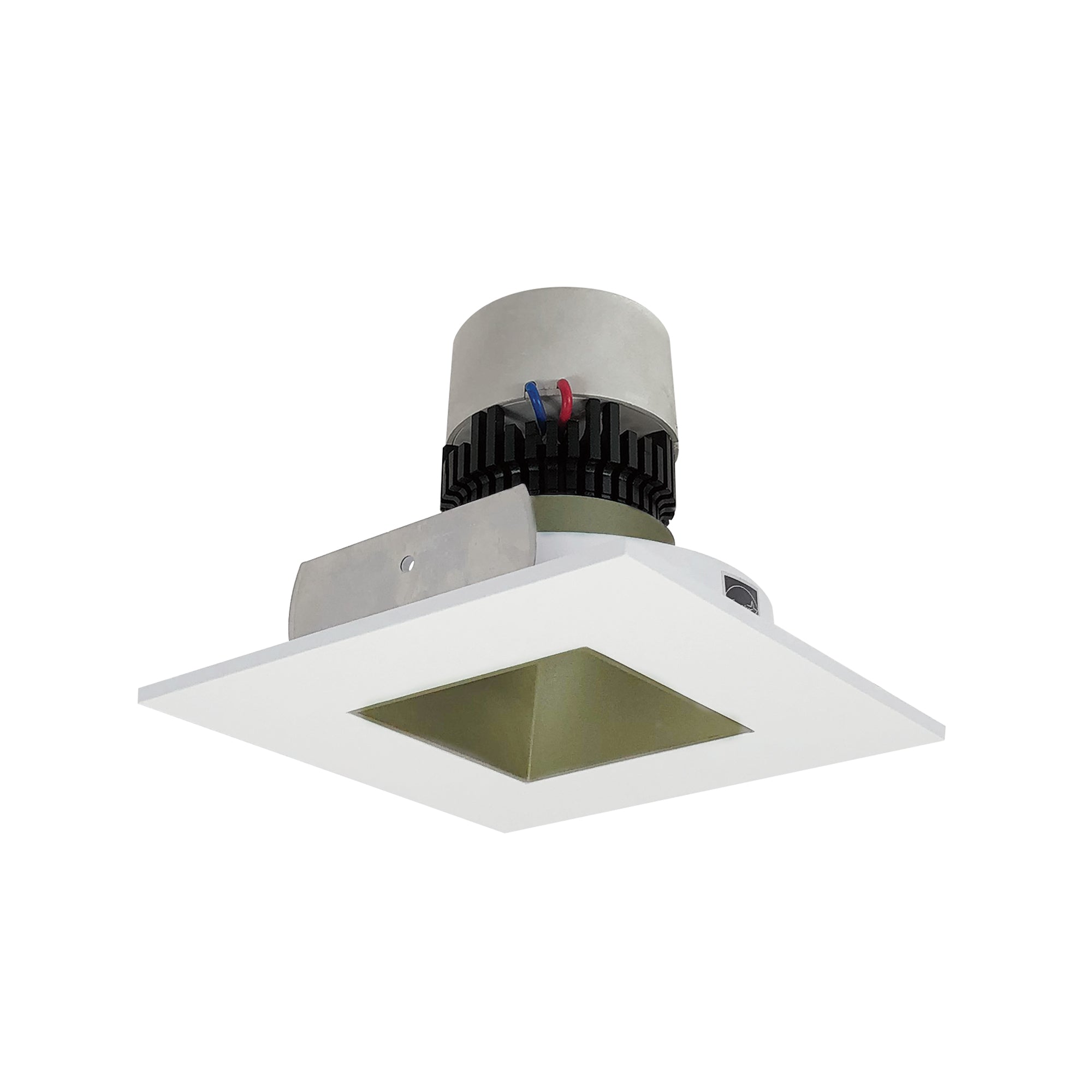 Nora Lighting NPR - 4SNDSQCDXCHMPW 4" Pearl LED Square Retrofit Reflector with Square Aperture, 800lm / 12W, Comfort Dim, Champagne Haze Reflector / Matte Powder White Flange - Sonic Electric