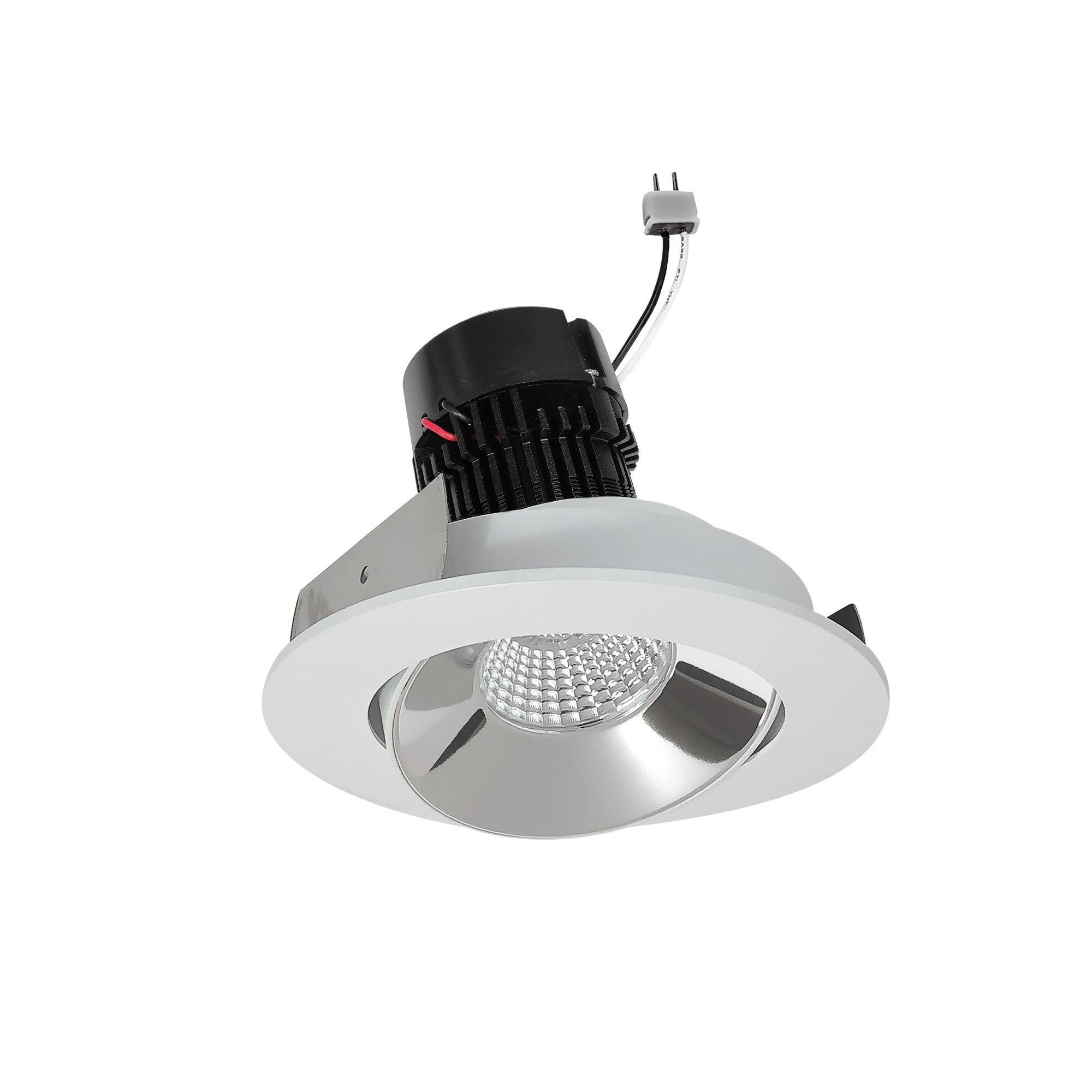Nora Lighting NPRLV - 4RC35XCMPW 4" Pearl Low Voltage LED Round Adjustable Cone Retrofit, 1200lm / 11W, 3500K, Specular Clear Reflector / Matte Powder White Flange - Sonic Electric