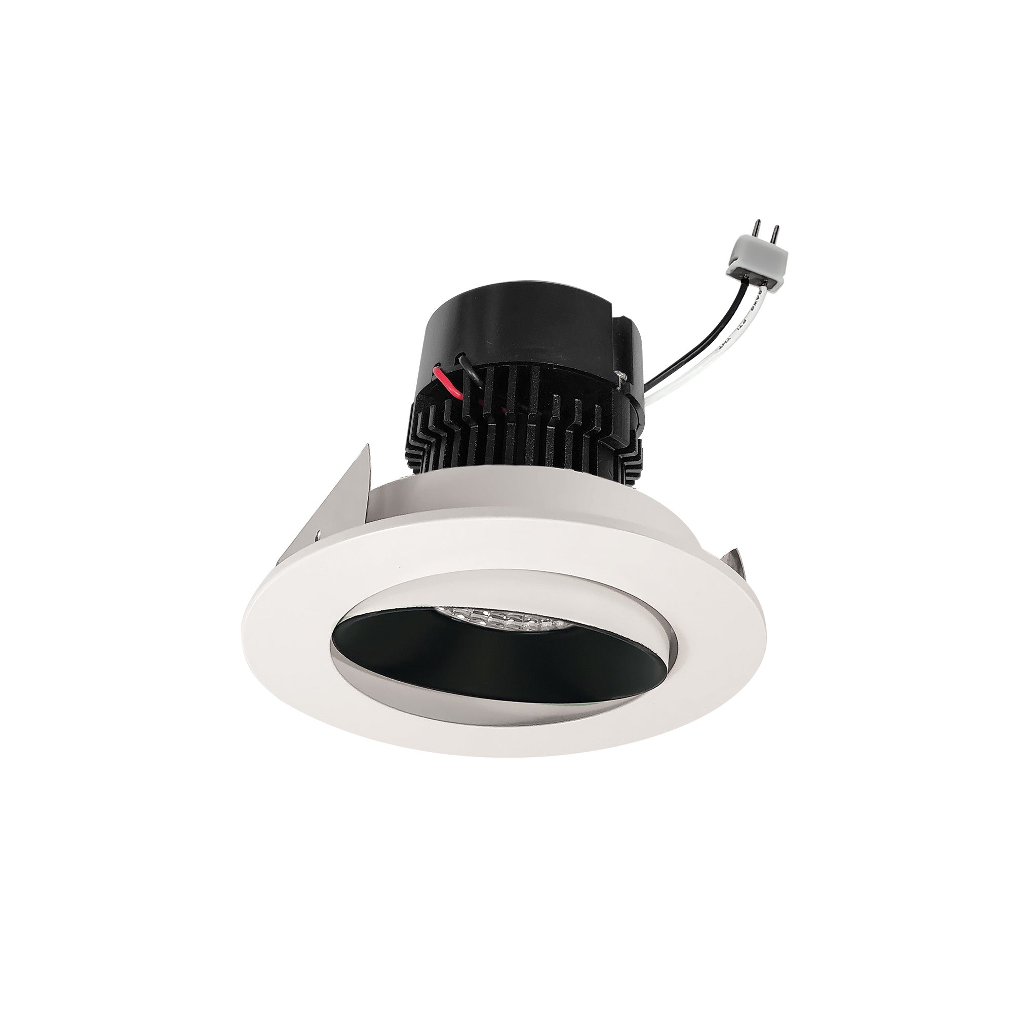 Nora Lighting NPRLV - 4RC40XBW 4" Pearl Low Voltage LED Round Adjustable Cone Retrofit, 1200lm / 11W, 4000K, Black Reflector / White Flange - Sonic Electric
